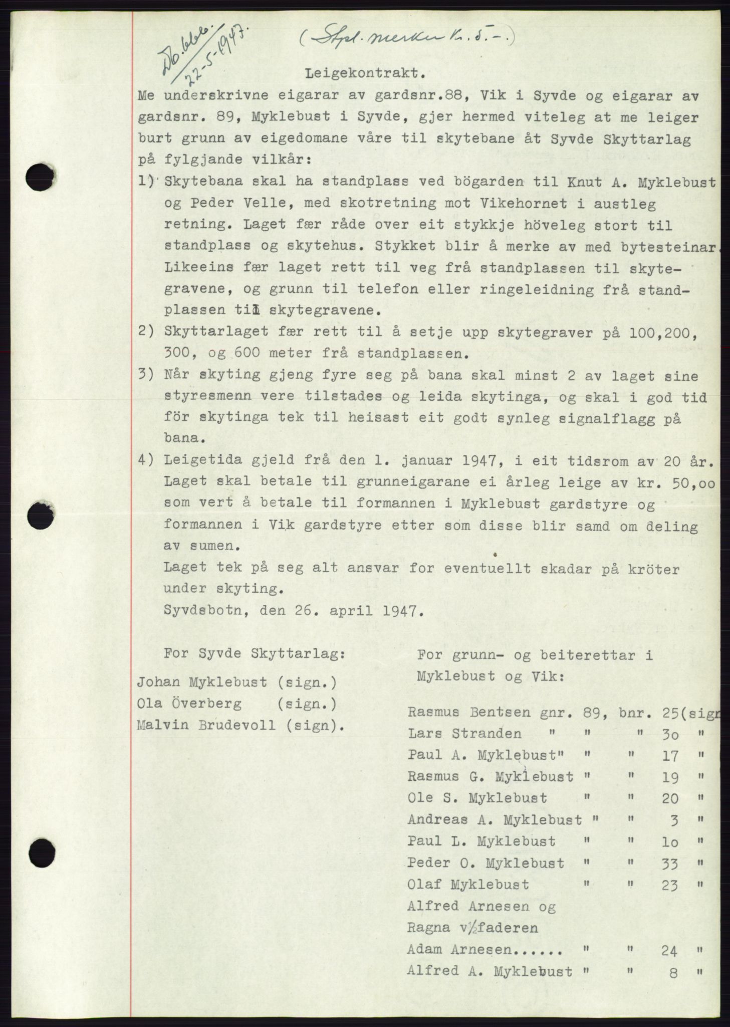 Søre Sunnmøre sorenskriveri, AV/SAT-A-4122/1/2/2C/L0114: Pantebok nr. 1-2B, 1943-1947, Dagboknr: 666/1947