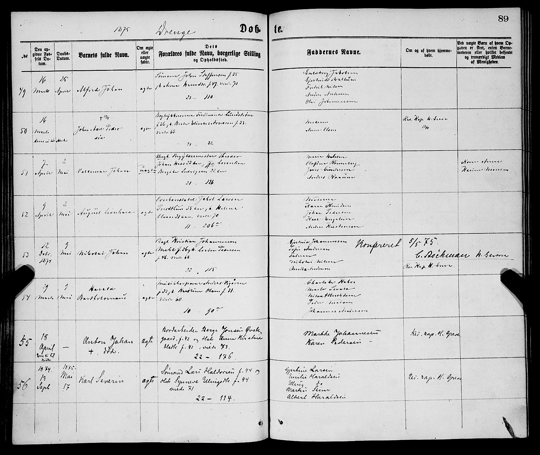 Korskirken sokneprestembete, AV/SAB-A-76101/H/Haa/L0020: Ministerialbok nr. B 6, 1871-1878, s. 89