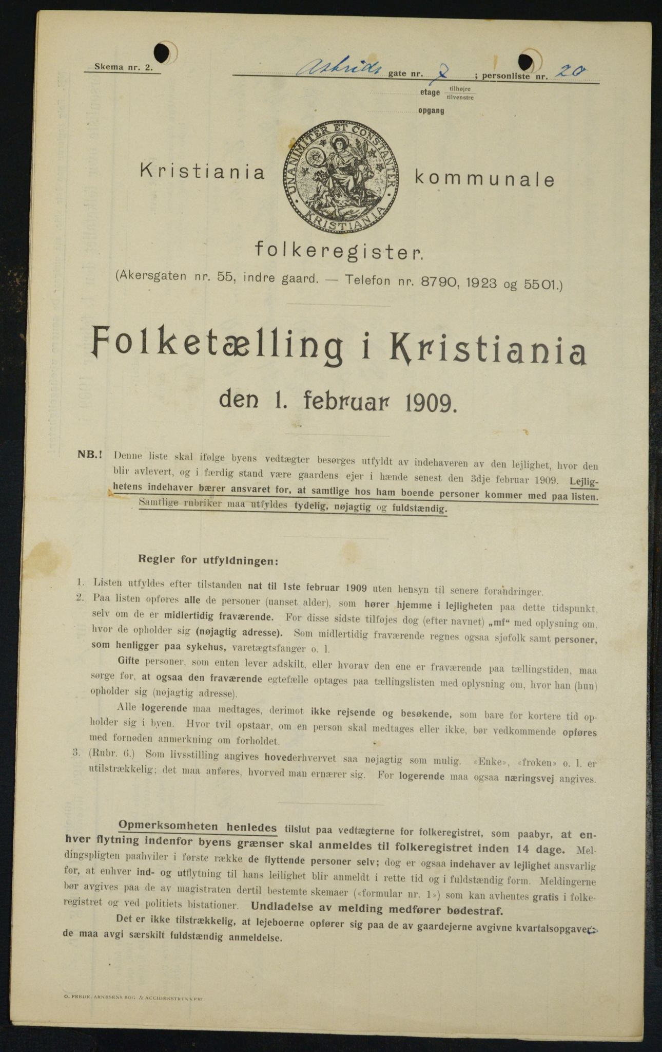 OBA, Kommunal folketelling 1.2.1909 for Kristiania kjøpstad, 1909, s. 15652