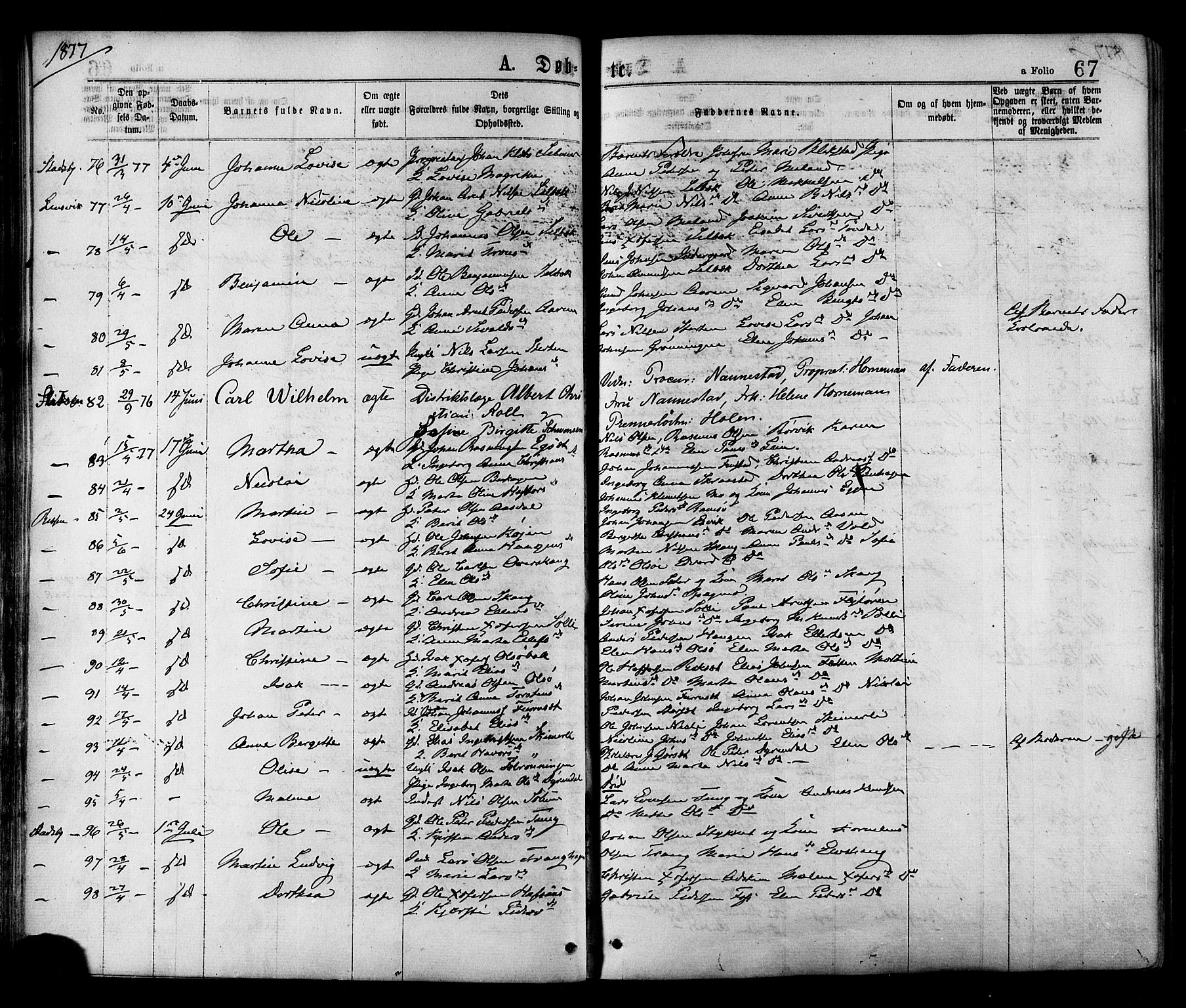 Ministerialprotokoller, klokkerbøker og fødselsregistre - Sør-Trøndelag, SAT/A-1456/646/L0613: Ministerialbok nr. 646A11, 1870-1884, s. 67