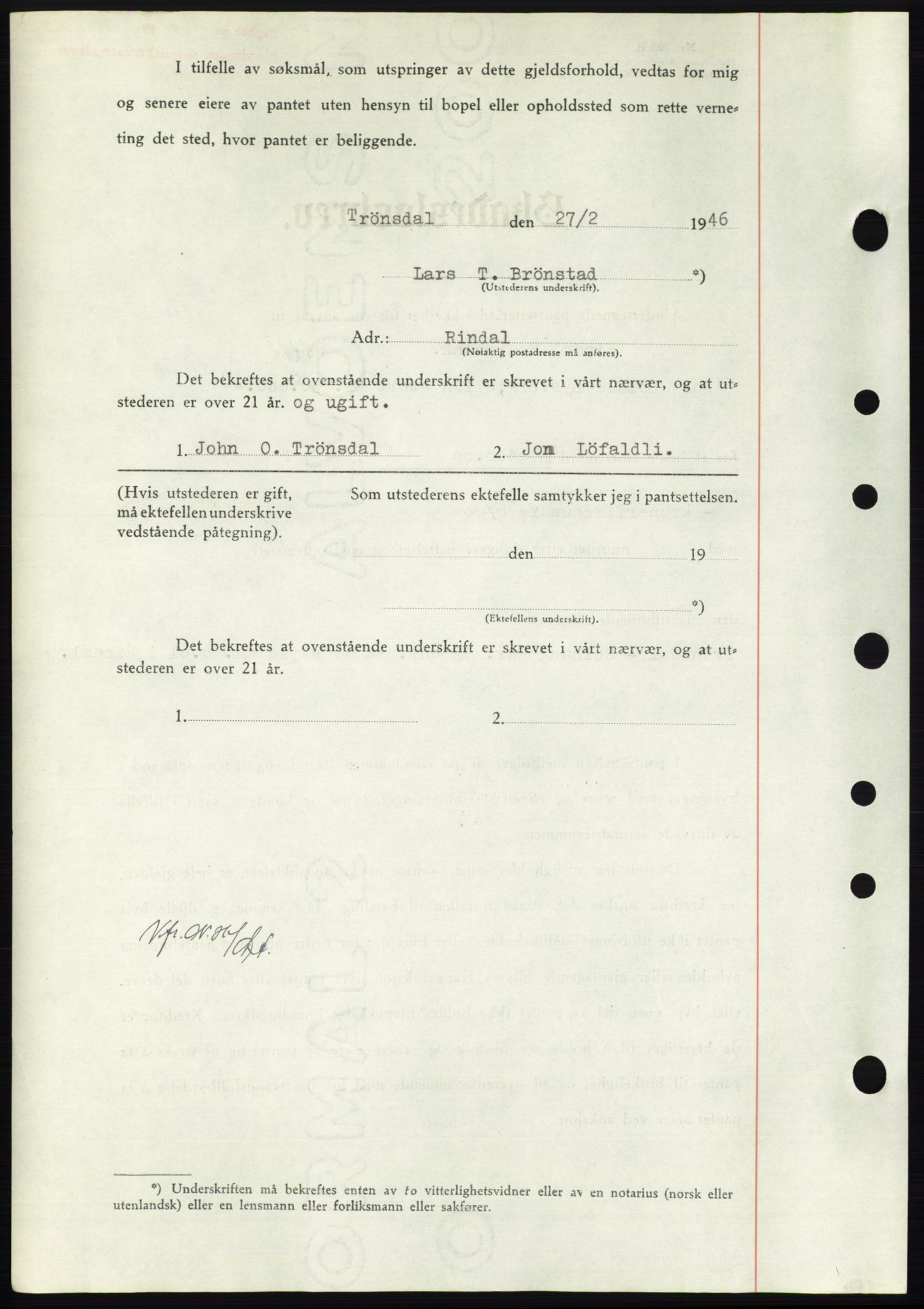 Nordmøre sorenskriveri, AV/SAT-A-4132/1/2/2Ca: Pantebok nr. B93b, 1946-1946, Dagboknr: 542/1946