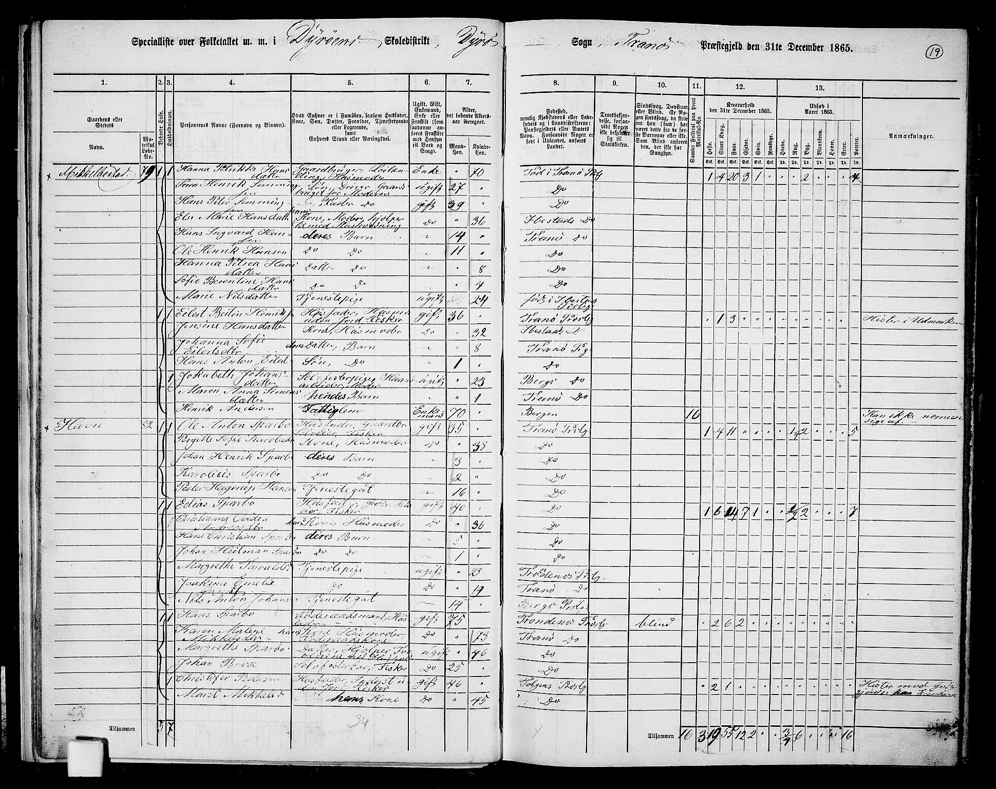 RA, Folketelling 1865 for 1927P Tranøy prestegjeld, 1865, s. 17