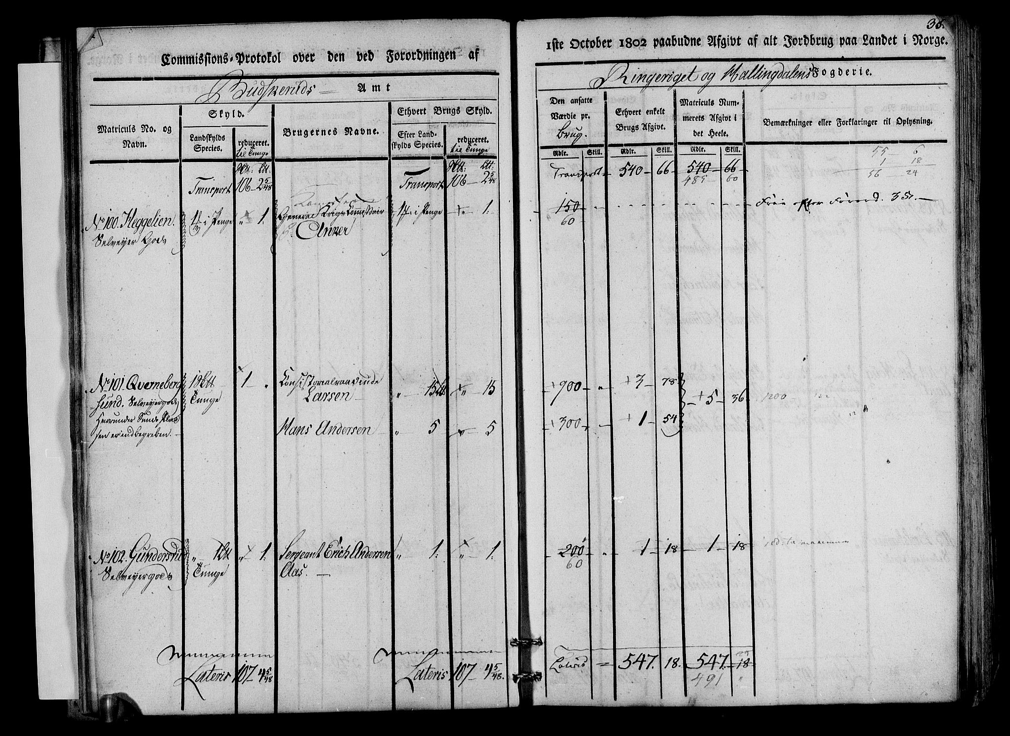 Rentekammeret inntil 1814, Realistisk ordnet avdeling, AV/RA-EA-4070/N/Ne/Nea/L0045: Ringerike og Hallingdal fogderi. Kommisjonsprotokoll for Norderhov prestegjeld, 1803, s. 38