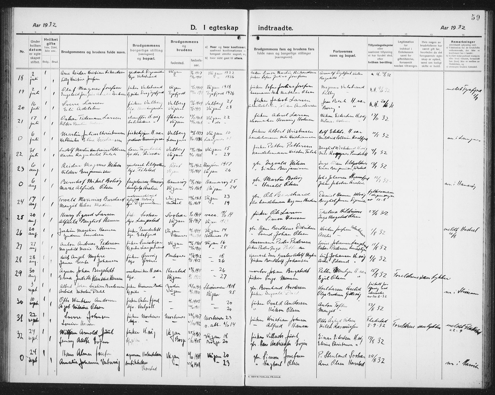 Ministerialprotokoller, klokkerbøker og fødselsregistre - Nordland, AV/SAT-A-1459/874/L1082: Klokkerbok nr. 874C11, 1920-1939, s. 59