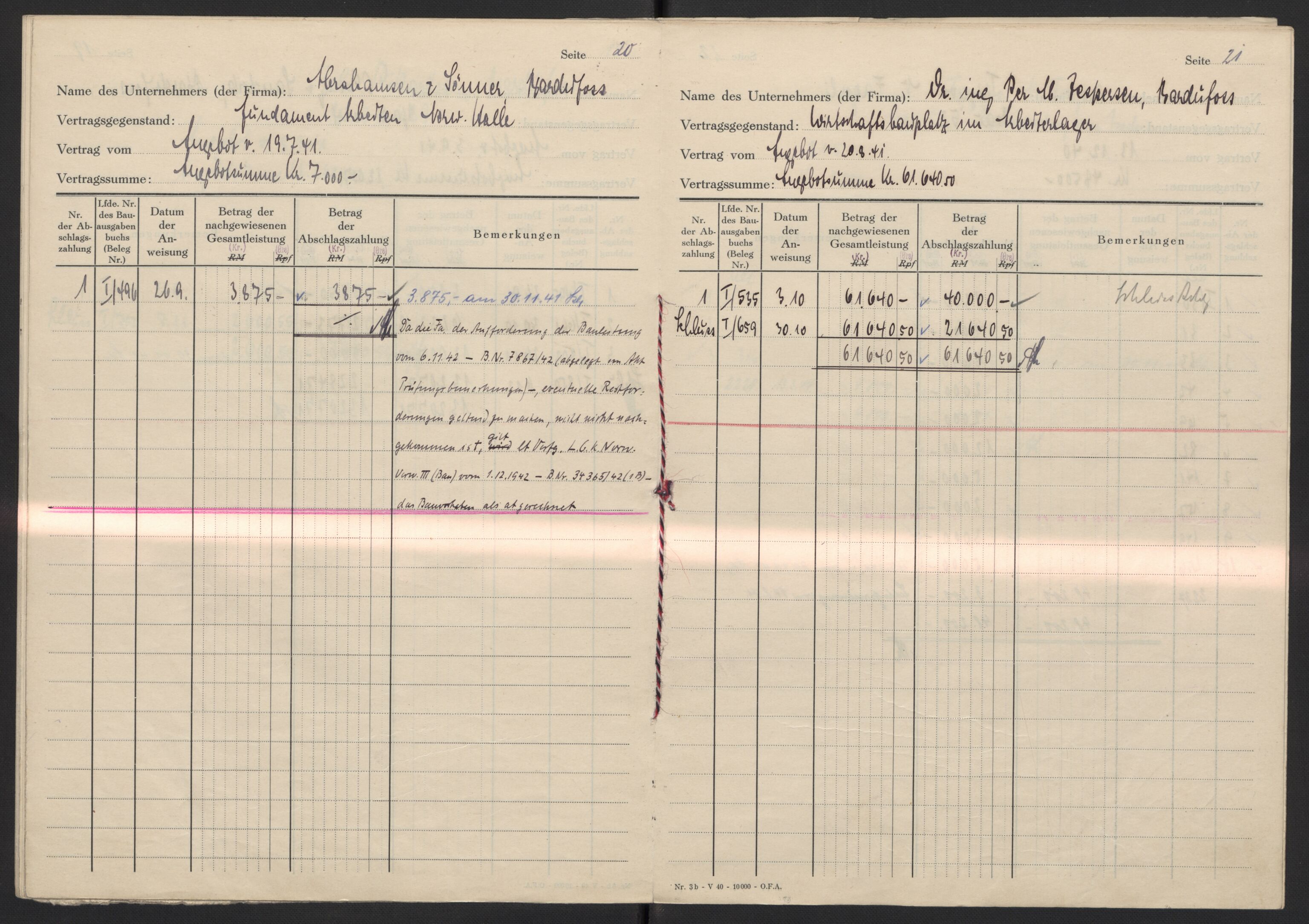 Tyske arkiver, Organisation Todt (OT), Einsatzgruppe Wiking, AV/RA-RAFA-2188/2/F/Fg/Fgb/L0005: Bltg. L.W. Bardufoss: Diverse regnskapsbøker, 1940