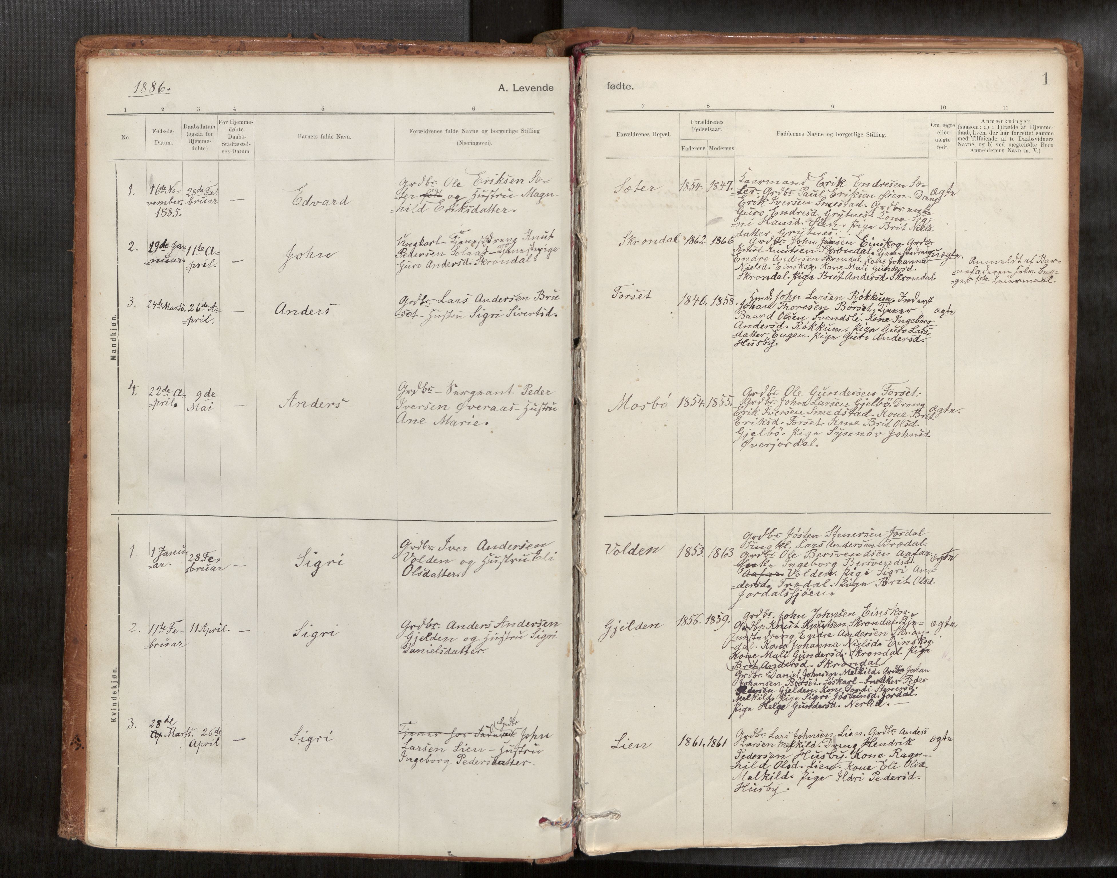 Ministerialprotokoller, klokkerbøker og fødselsregistre - Møre og Romsdal, AV/SAT-A-1454/588/L1006: Ministerialbok nr. 588A03, 1886-1912, s. 1