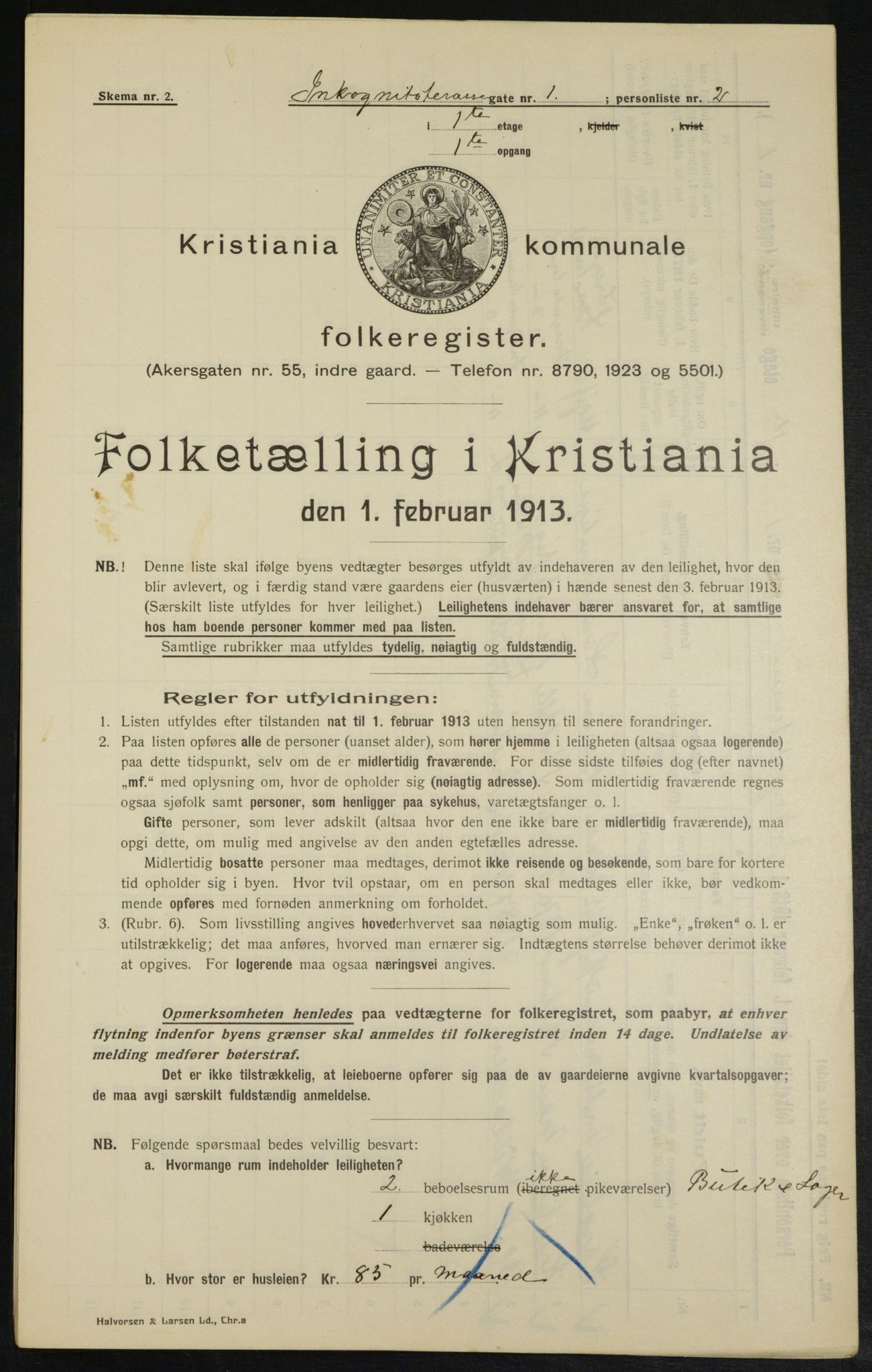 OBA, Kommunal folketelling 1.2.1913 for Kristiania, 1913, s. 44133