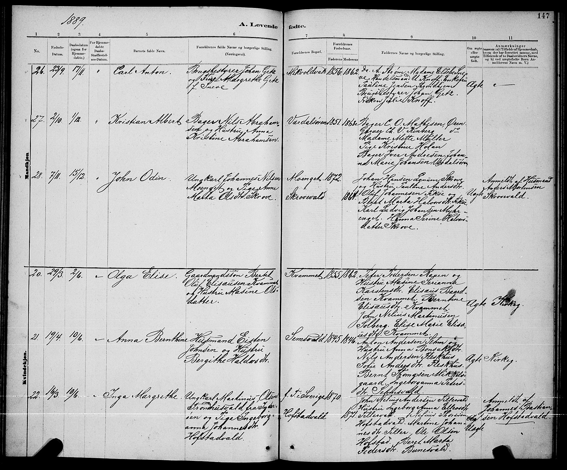 Ministerialprotokoller, klokkerbøker og fødselsregistre - Nord-Trøndelag, SAT/A-1458/723/L0256: Klokkerbok nr. 723C04, 1879-1890, s. 147