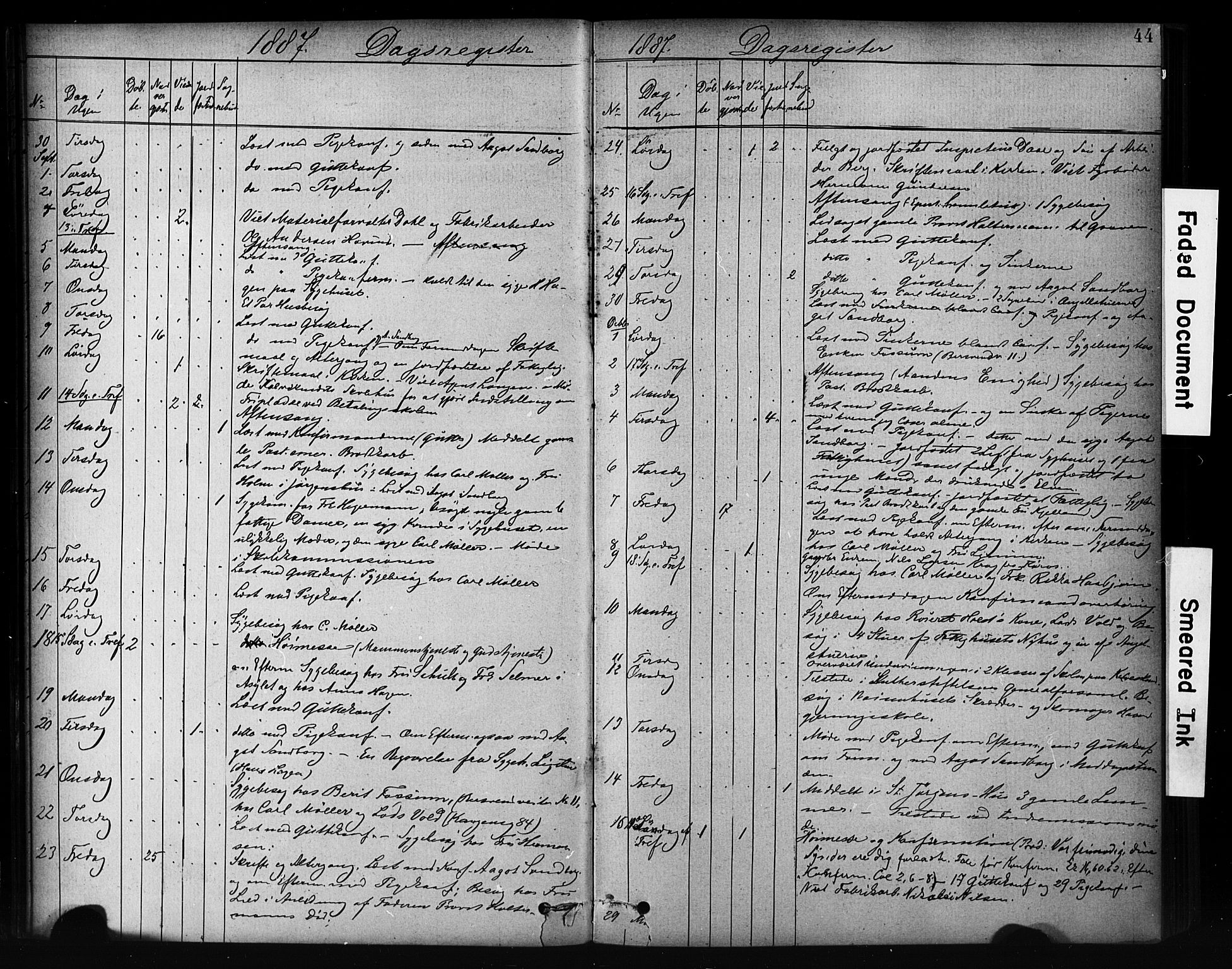 Ministerialprotokoller, klokkerbøker og fødselsregistre - Sør-Trøndelag, SAT/A-1456/601/L0071: Residerende kapellans bok nr. 601B04, 1882-1931, s. 44