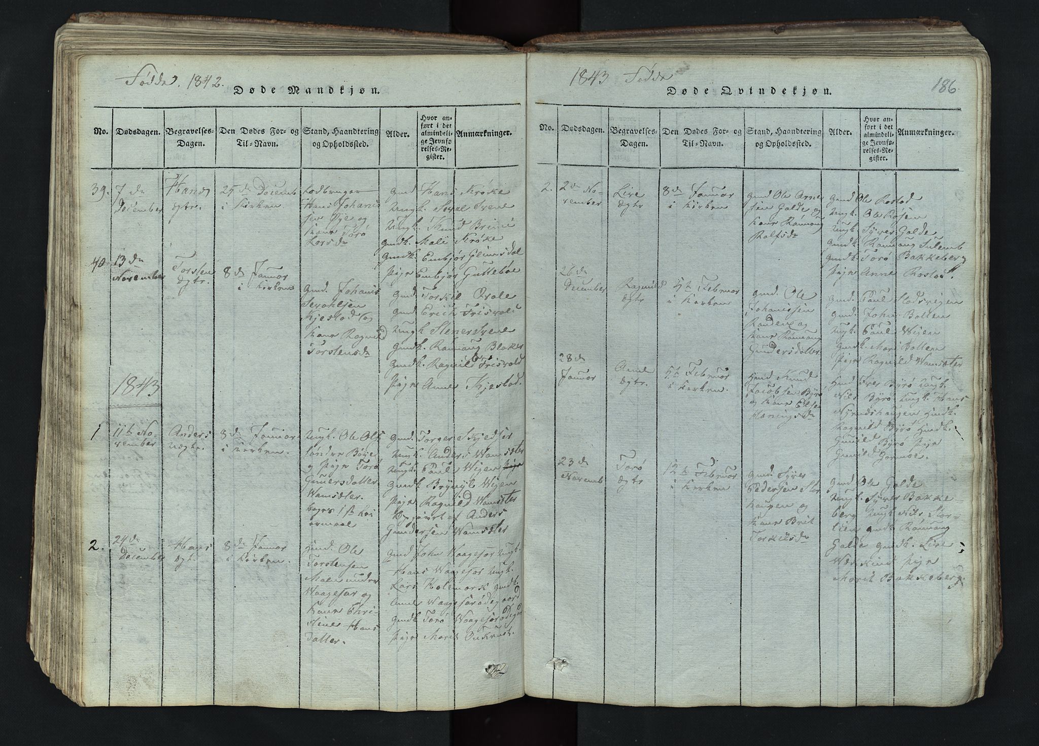 Lom prestekontor, AV/SAH-PREST-070/L/L0002: Klokkerbok nr. 2, 1815-1844, s. 186