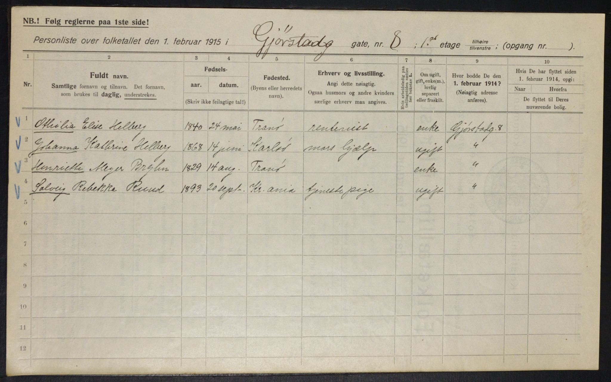 OBA, Kommunal folketelling 1.2.1915 for Kristiania, 1915, s. 28995