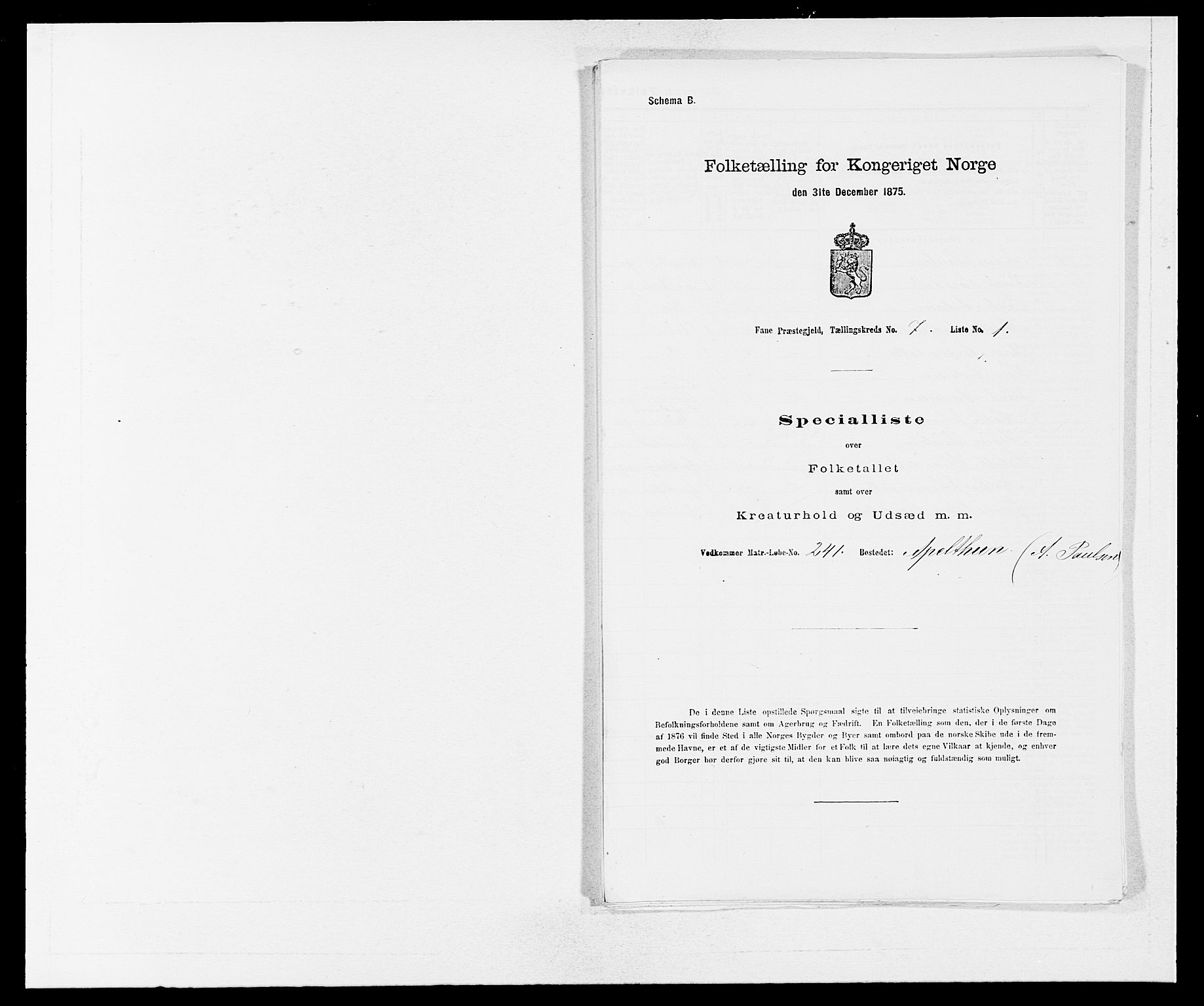 SAB, Folketelling 1875 for 1249P Fana prestegjeld, 1875, s. 730
