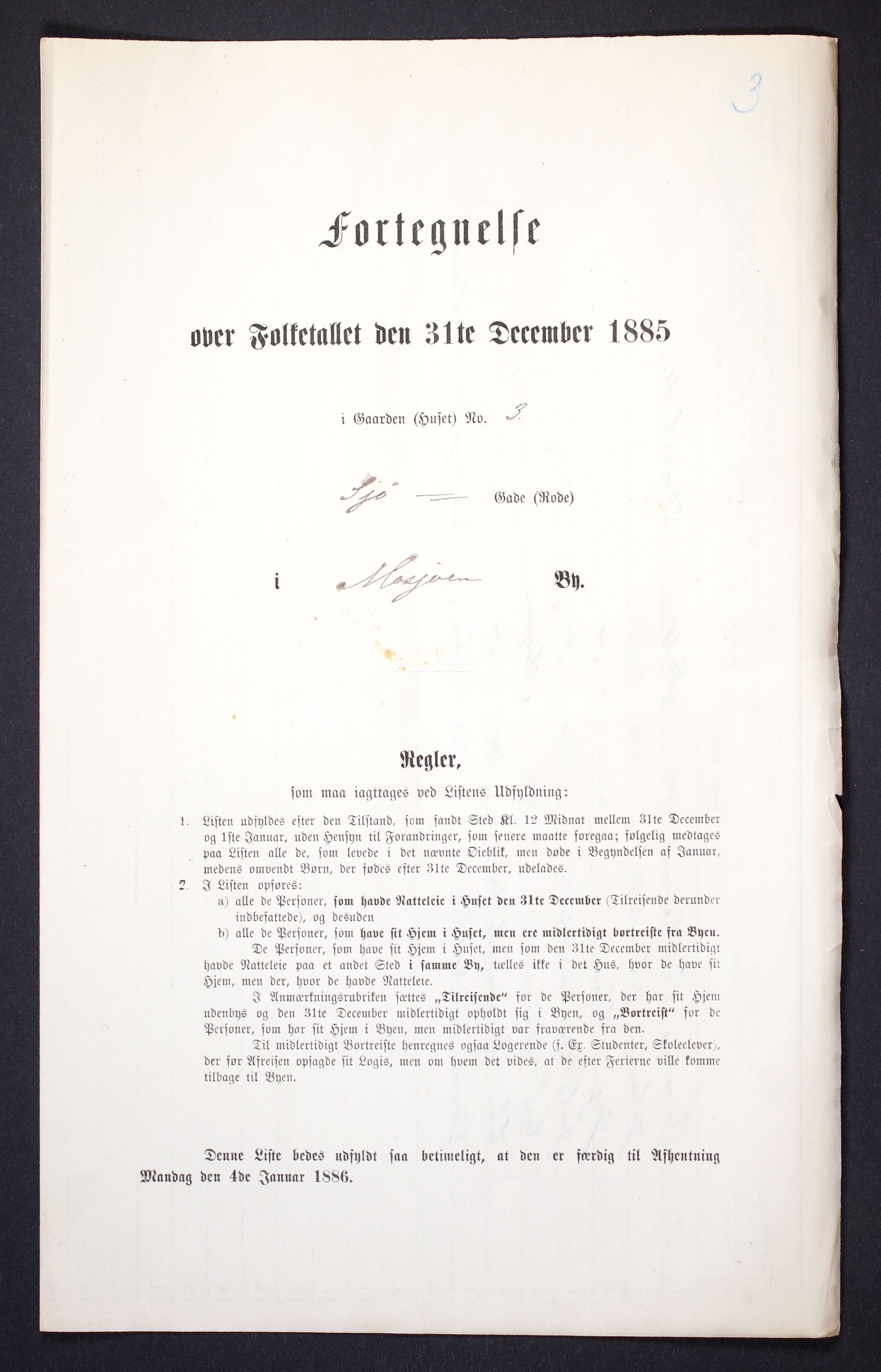 SAT, Folketelling 1885 for 1802 Mosjøen ladested, 1885