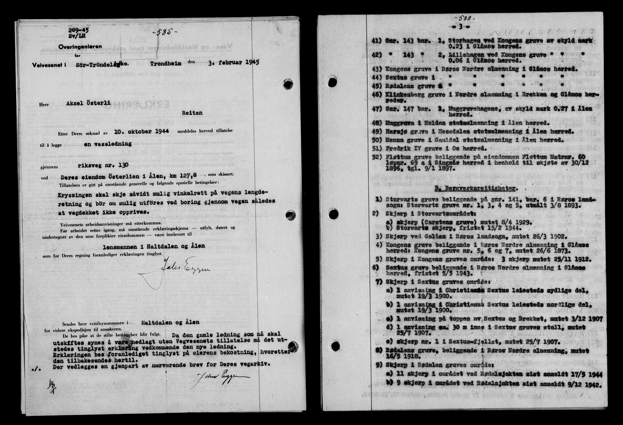 Gauldal sorenskriveri, SAT/A-0014/1/2/2C/L0058: Pantebok nr. 63, 1944-1945, Dagboknr: 166/1945