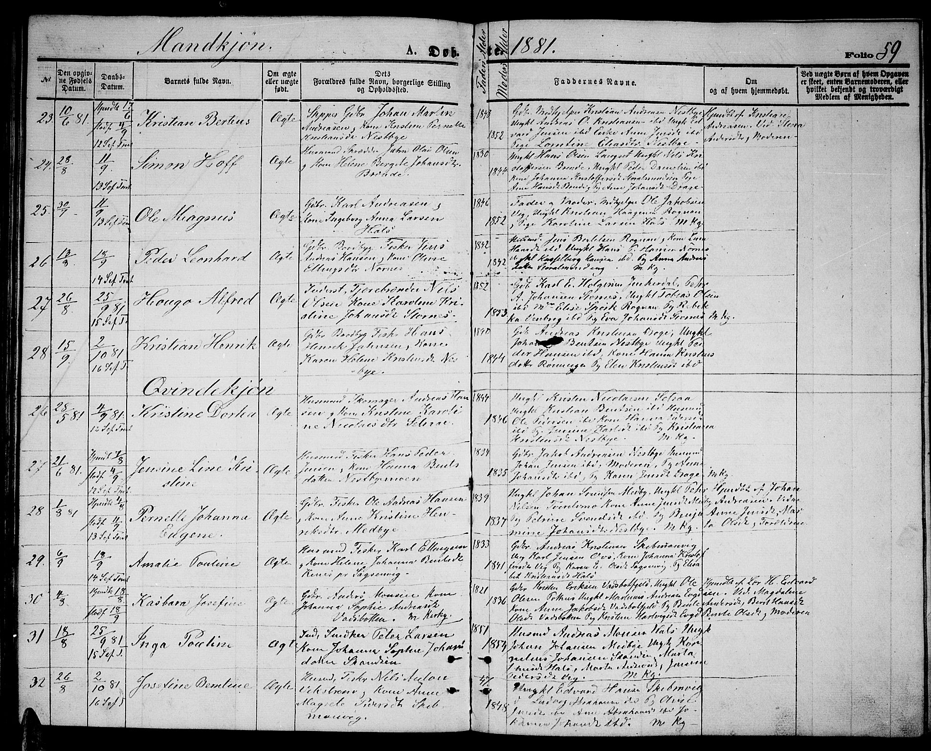 Ministerialprotokoller, klokkerbøker og fødselsregistre - Nordland, AV/SAT-A-1459/847/L0679: Klokkerbok nr. 847C07, 1870-1888, s. 59