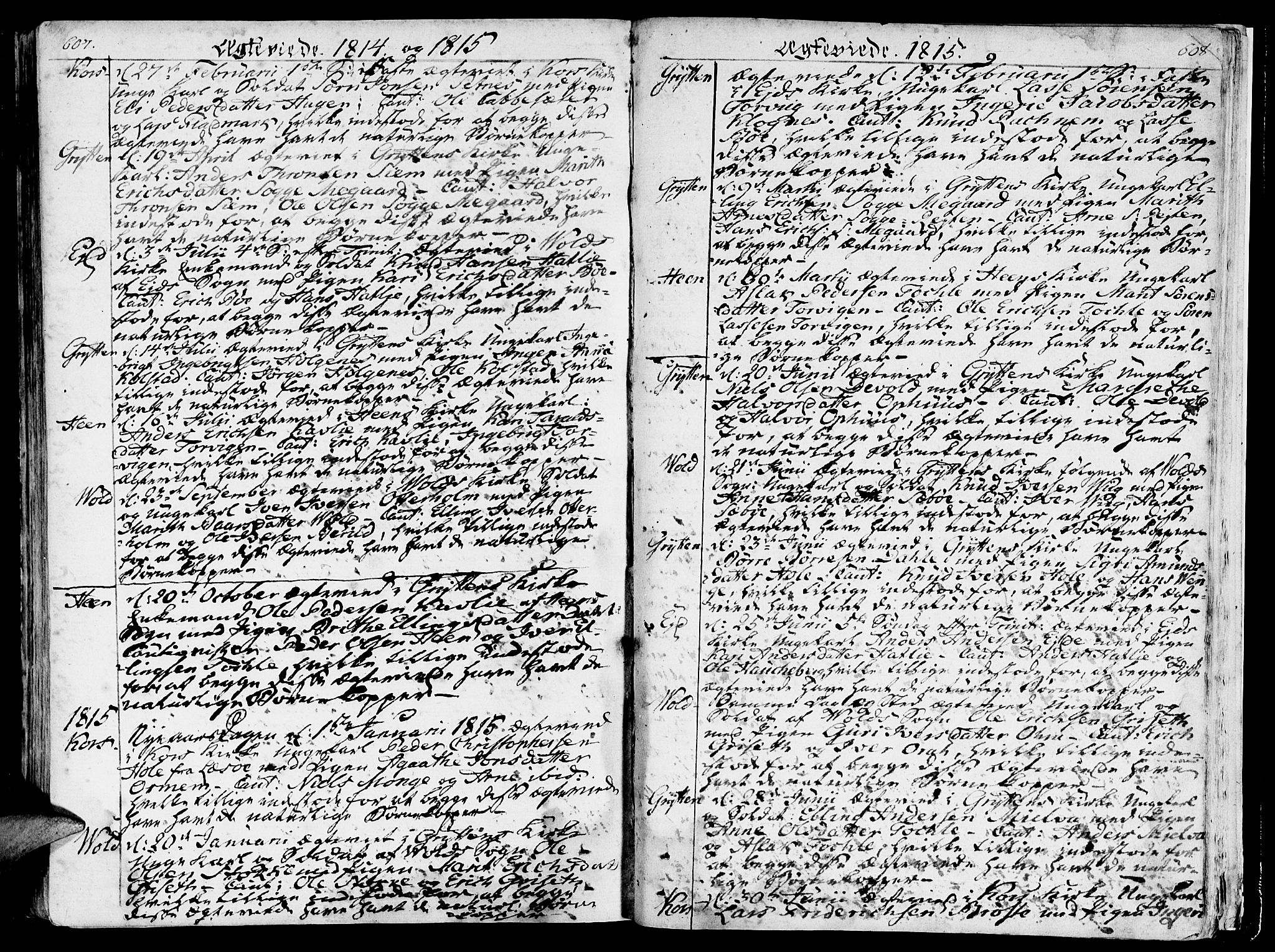 Ministerialprotokoller, klokkerbøker og fødselsregistre - Møre og Romsdal, AV/SAT-A-1454/544/L0570: Ministerialbok nr. 544A03, 1807-1817, s. 607-608