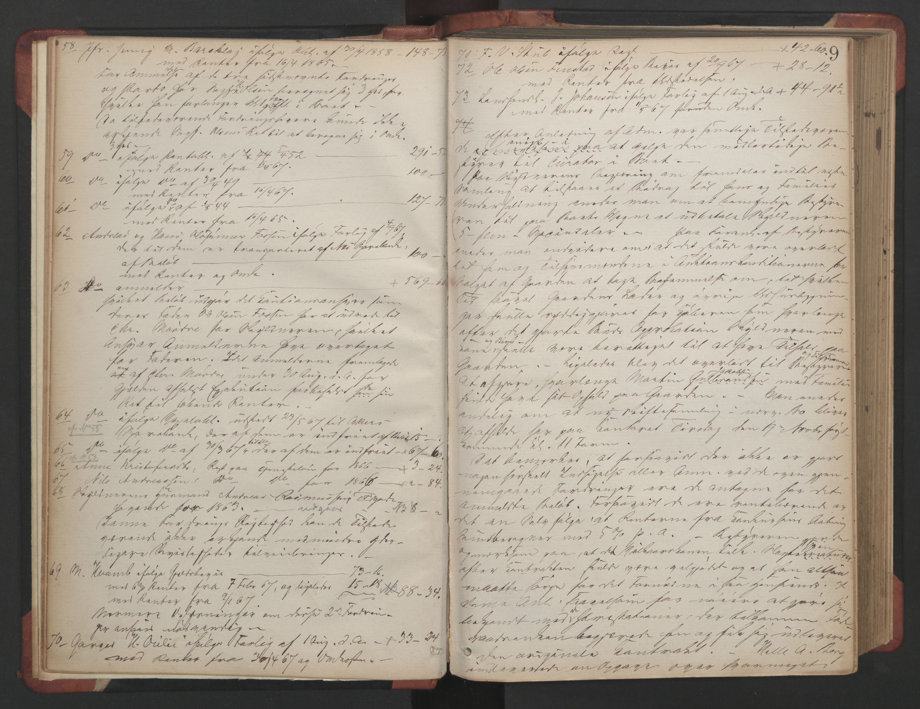 Nes tingrett, AV/SAO-A-10548/H/Hb/L0004: Registrerings- og forhandlingsprotokoll "Q", 1867-1877, s. 8b-9a