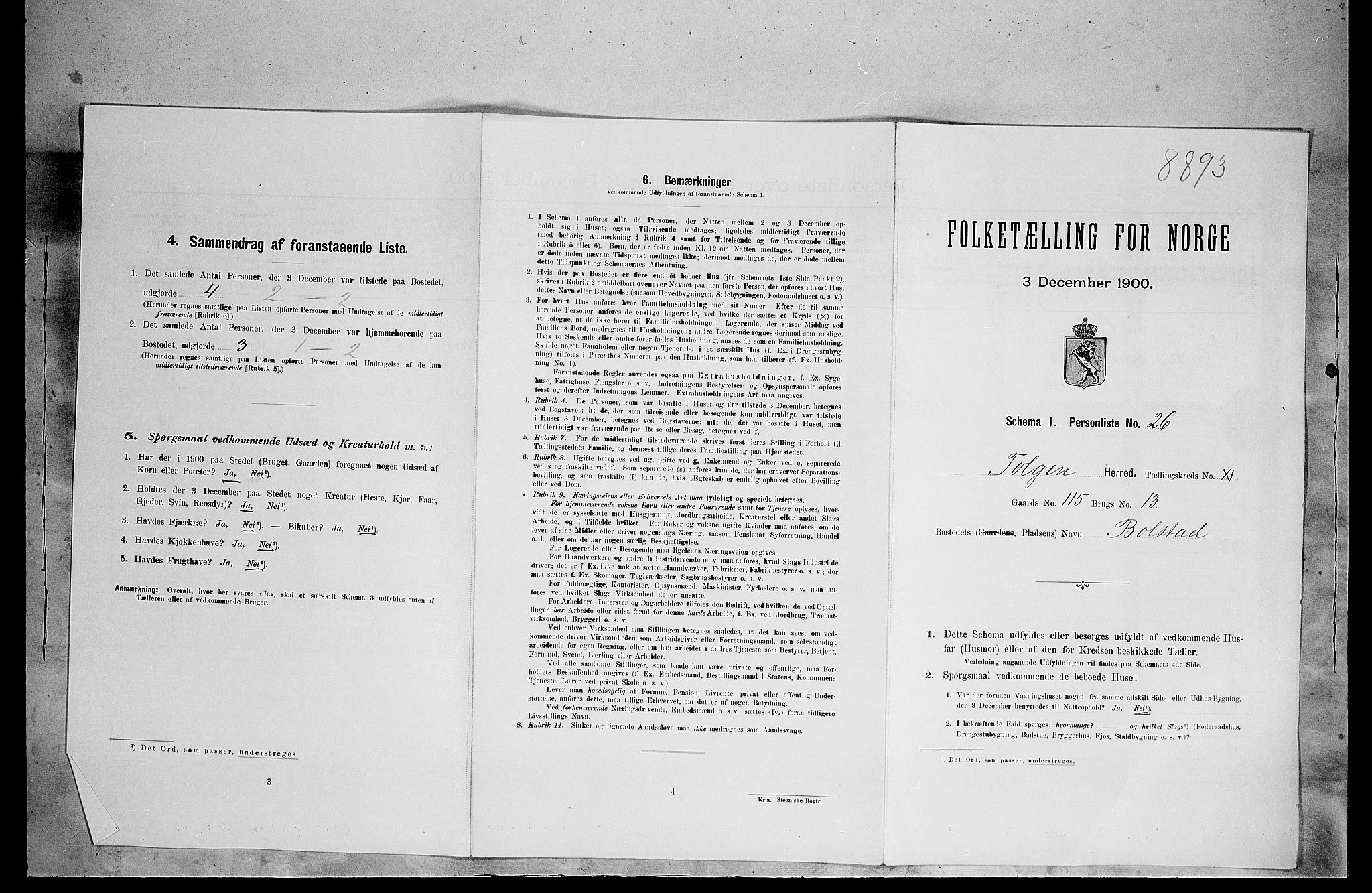 SAH, Folketelling 1900 for 0436 Tolga herred, 1900, s. 995