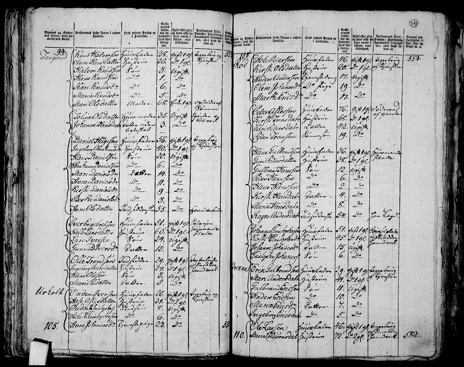 RA, Folketelling 1801 for 0623P Modum prestegjeld, 1801, s. 309b-310a