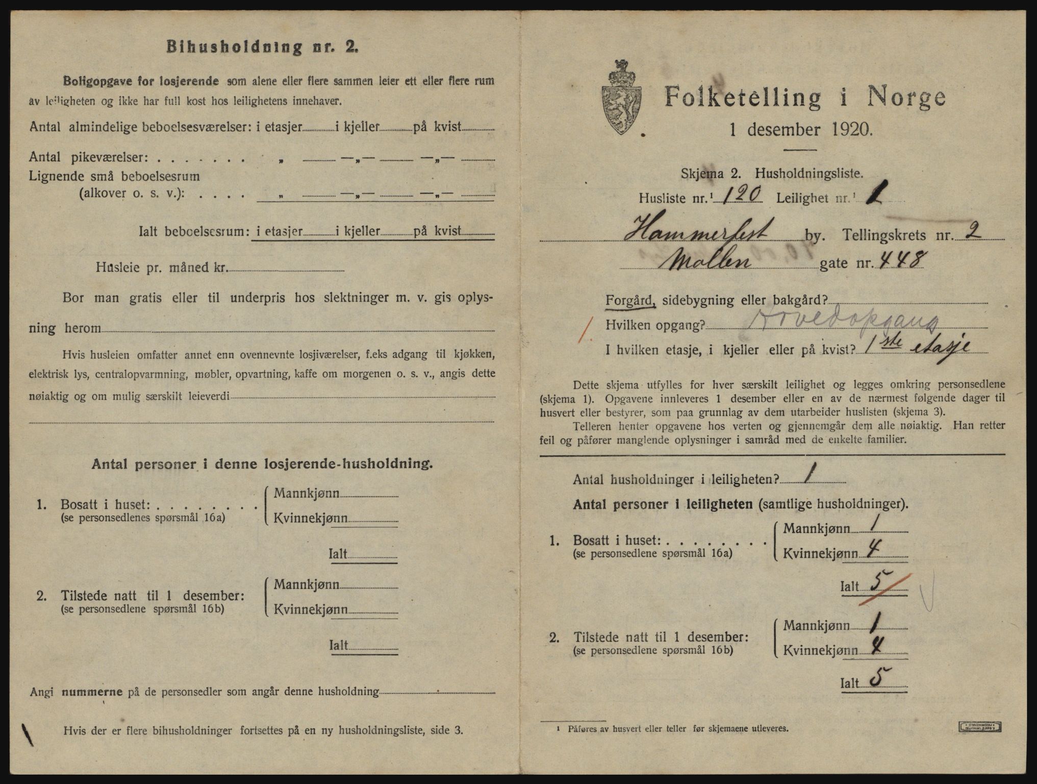SATØ, Folketelling 1920 for 2001 Hammerfest kjøpstad, 1920, s. 2256