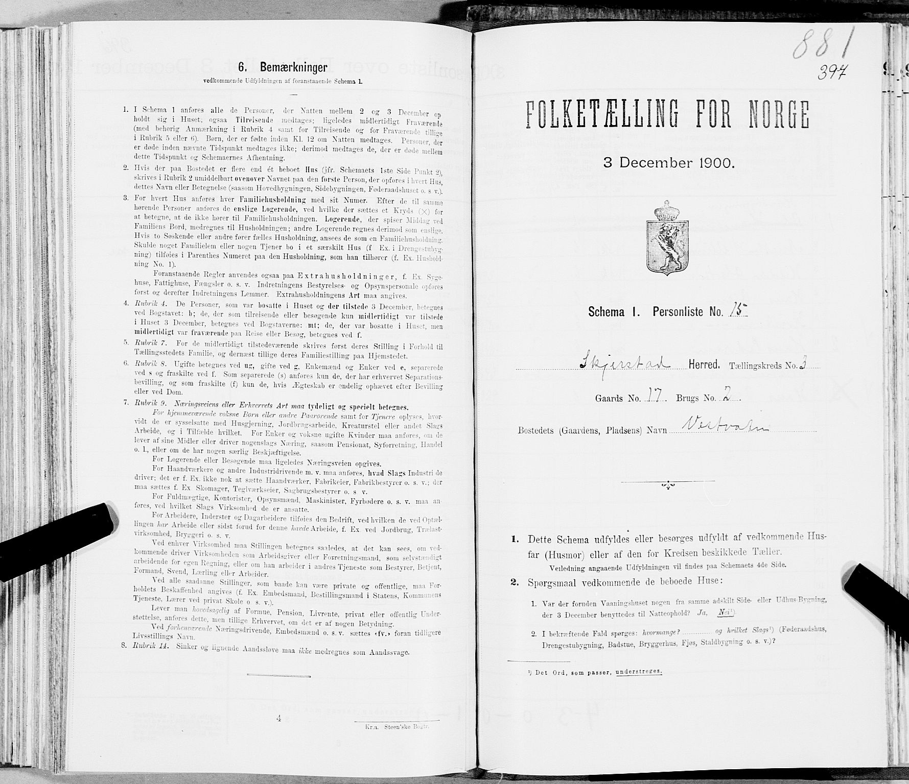 SAT, Folketelling 1900 for 1842 Skjerstad herred, 1900, s. 397