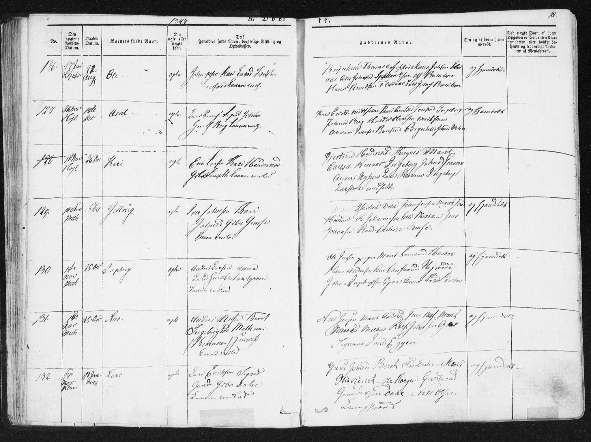 Ministerialprotokoller, klokkerbøker og fødselsregistre - Sør-Trøndelag, SAT/A-1456/691/L1074: Ministerialbok nr. 691A06, 1842-1852, s. 101