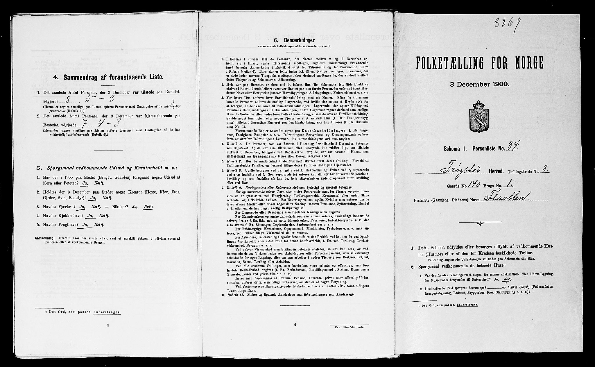 SAO, Folketelling 1900 for 0122 Trøgstad herred, 1900