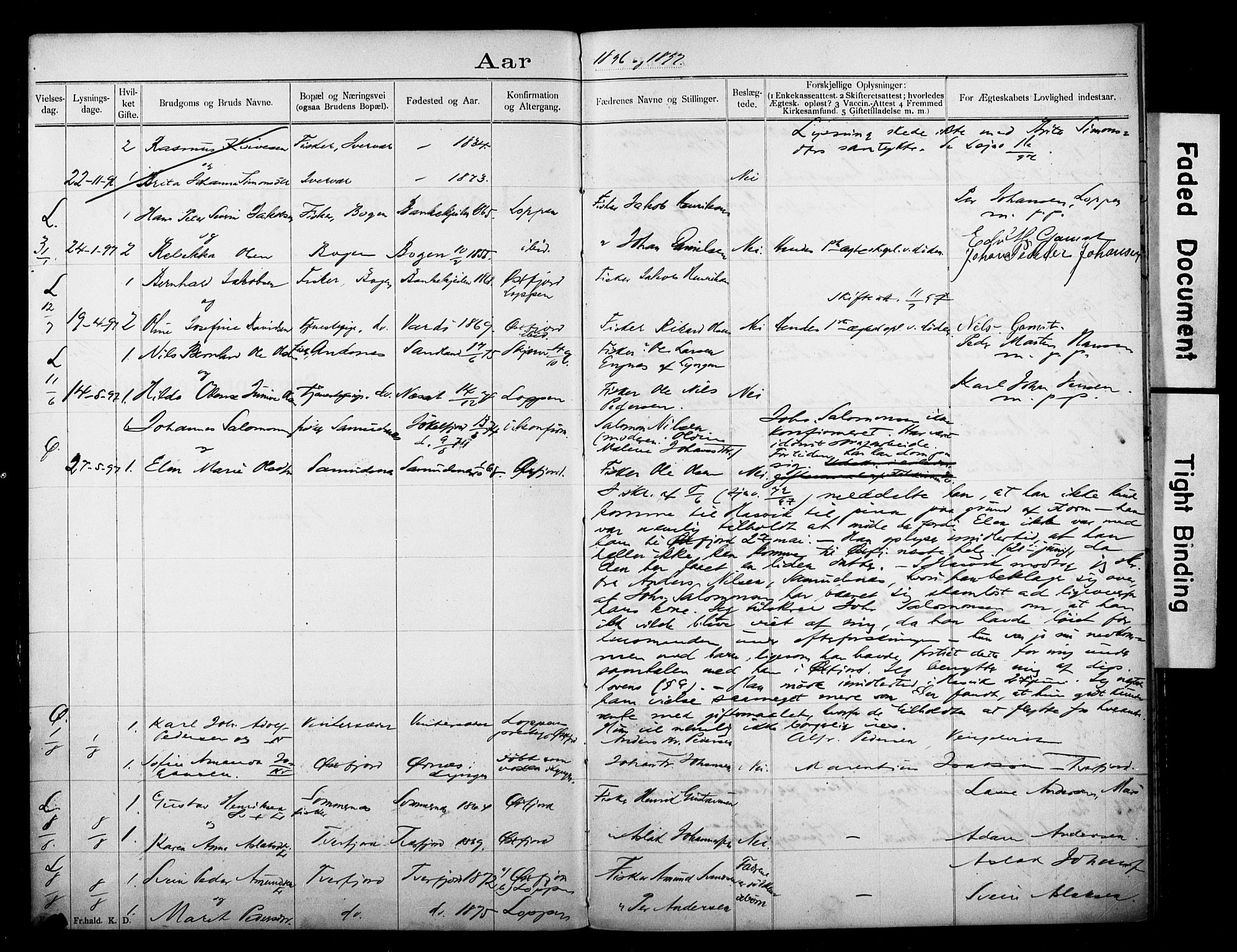 Loppa sokneprestkontor, AV/SATØ-S-1339/I/Ib/L0047: Lysningsprotokoll nr. 47, 1897-1919
