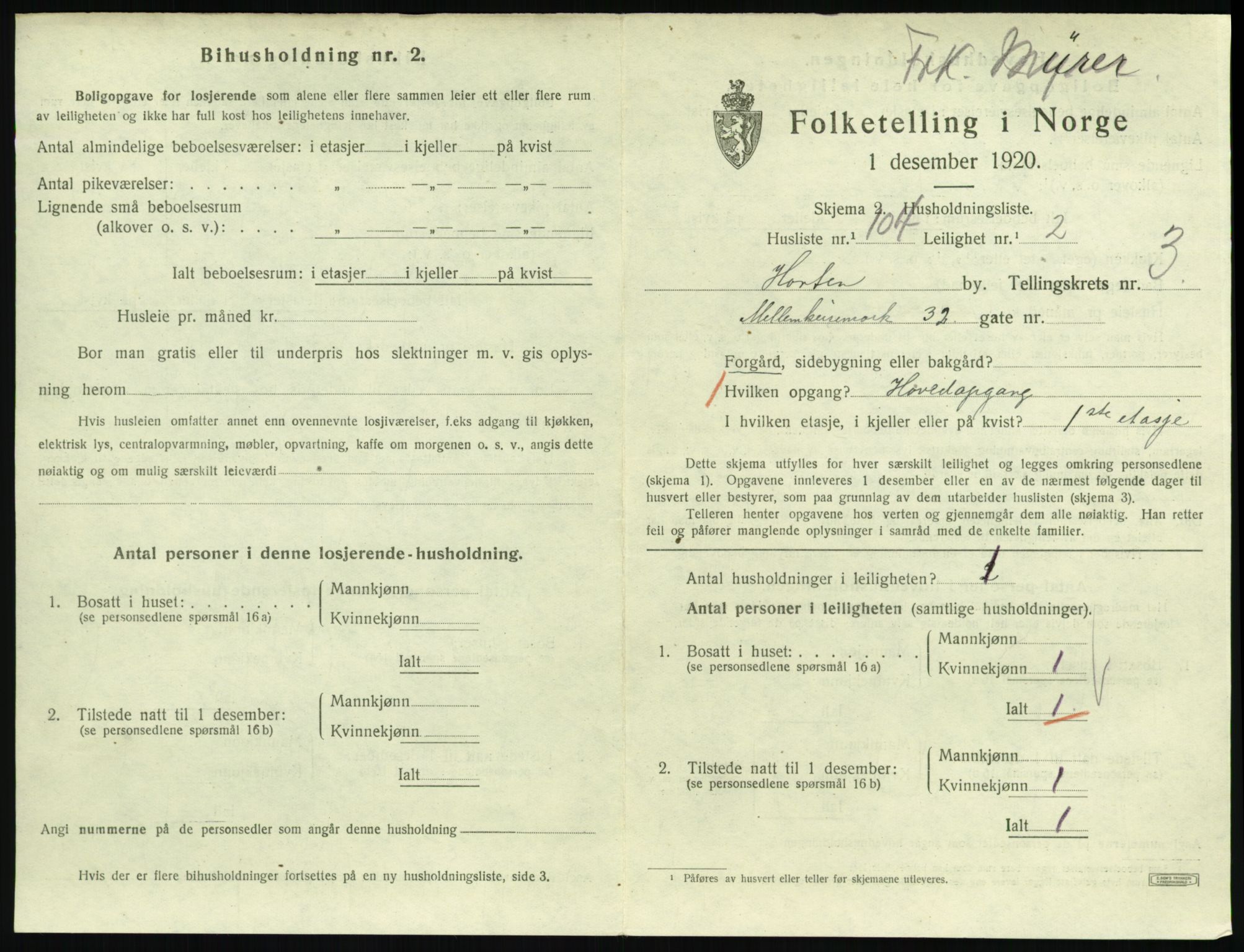 SAKO, Folketelling 1920 for 0703 Horten kjøpstad, 1920, s. 4483