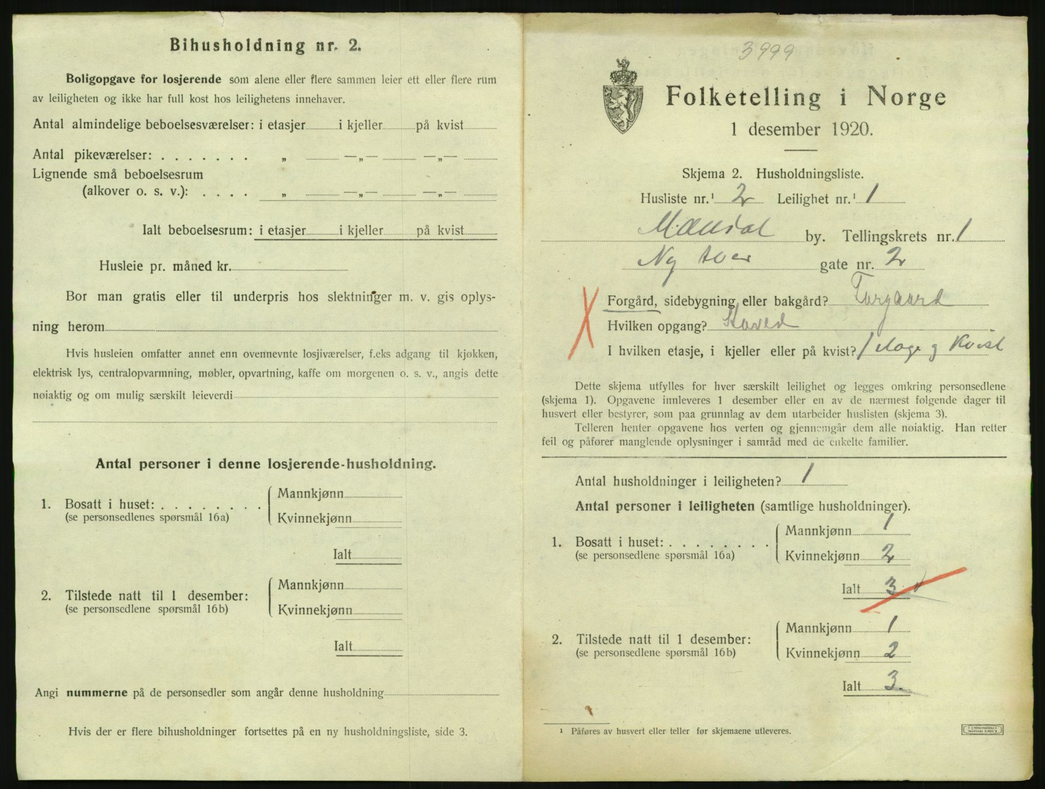 SAK, Folketelling 1920 for 1002 Mandal ladested, 1920, s. 1431