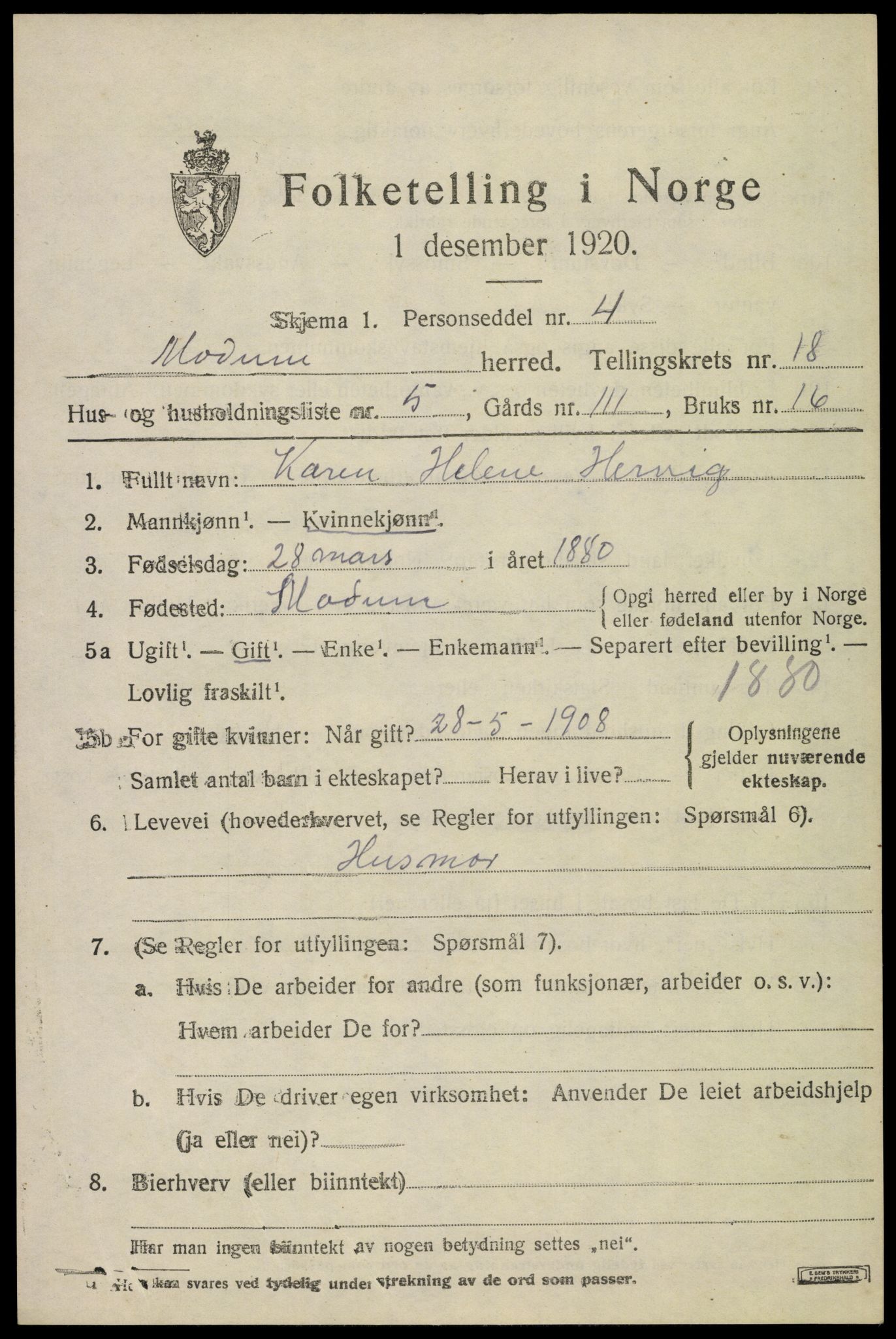 SAKO, Folketelling 1920 for 0623 Modum herred, 1920, s. 21041