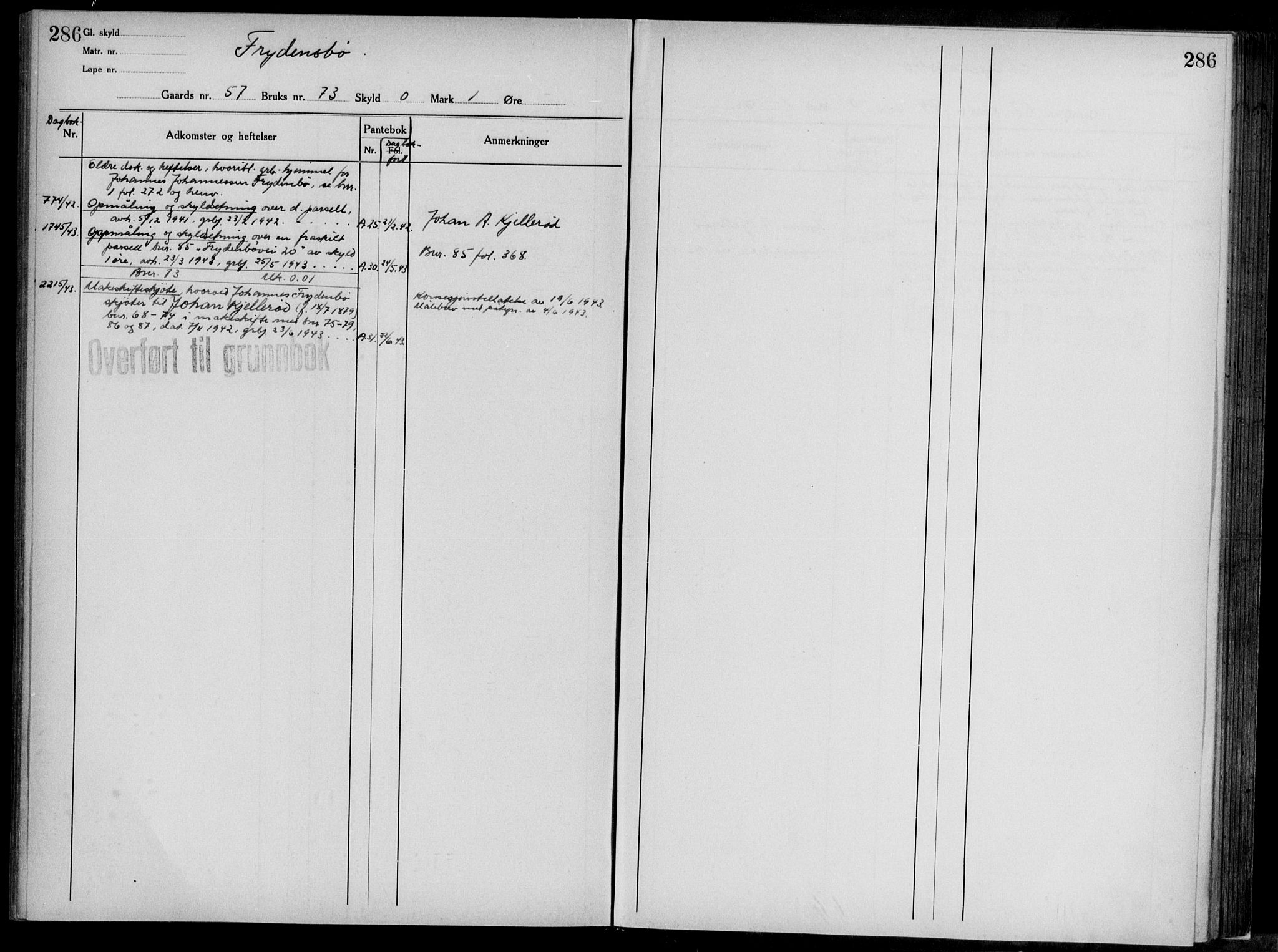 Midhordland sorenskriveri, AV/SAB-A-3001/1/G/Ga/Gab/L0117: Panteregister nr. II.A.b.117, s. 286