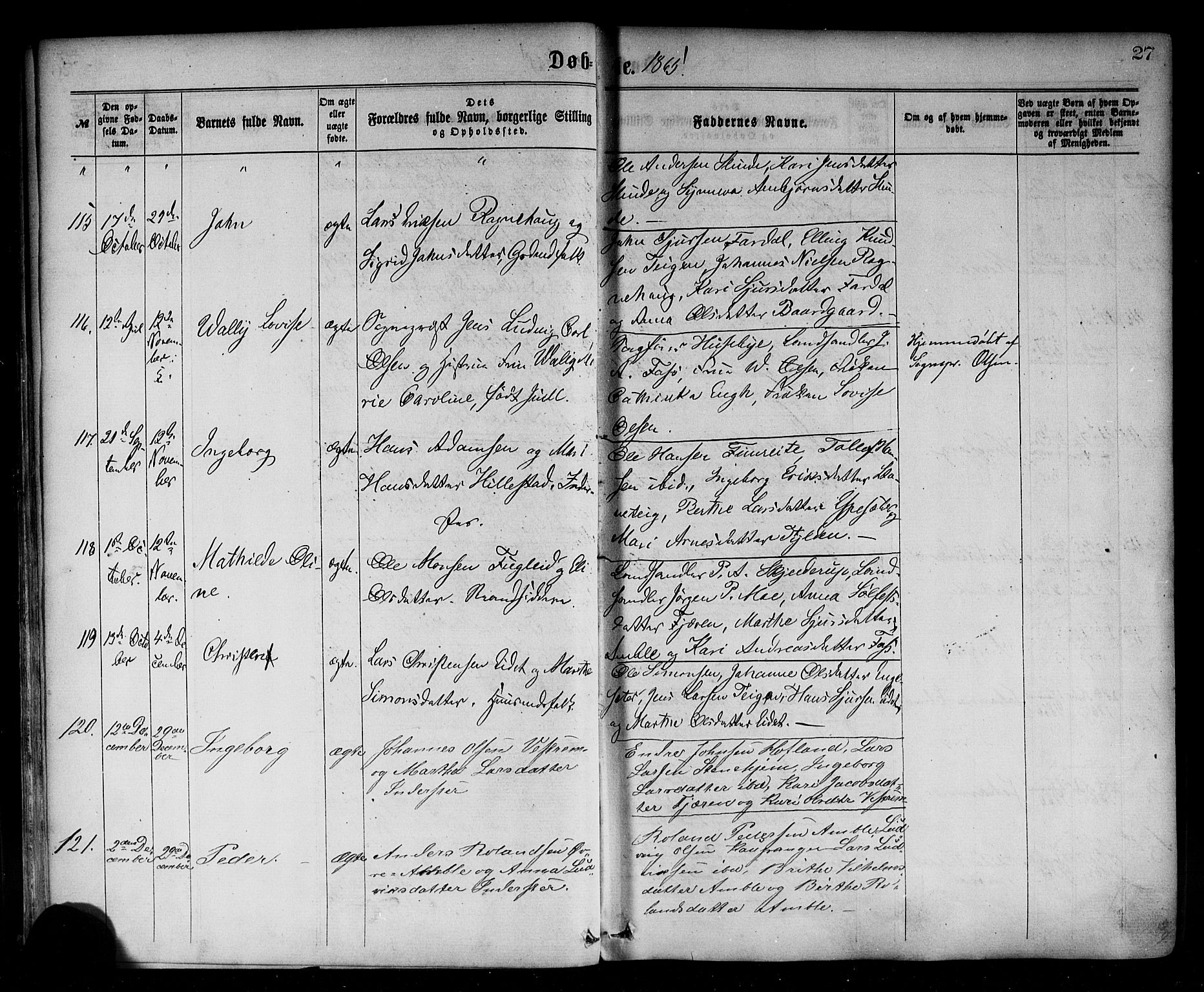 Sogndal sokneprestembete, AV/SAB-A-81301/H/Haa/Haaa/L0014: Ministerialbok nr. A 14, 1864-1877, s. 27
