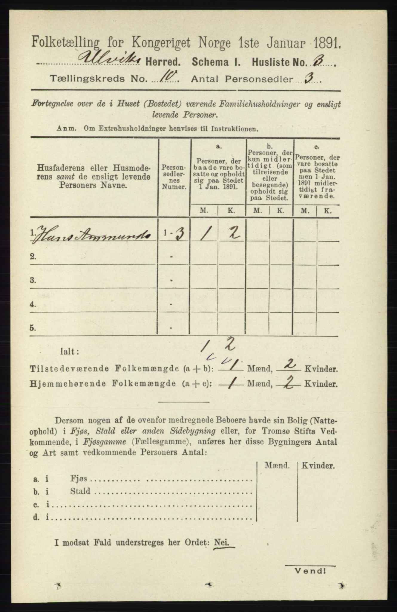 RA, Folketelling 1891 for 1233 Ulvik herred, 1891, s. 3187