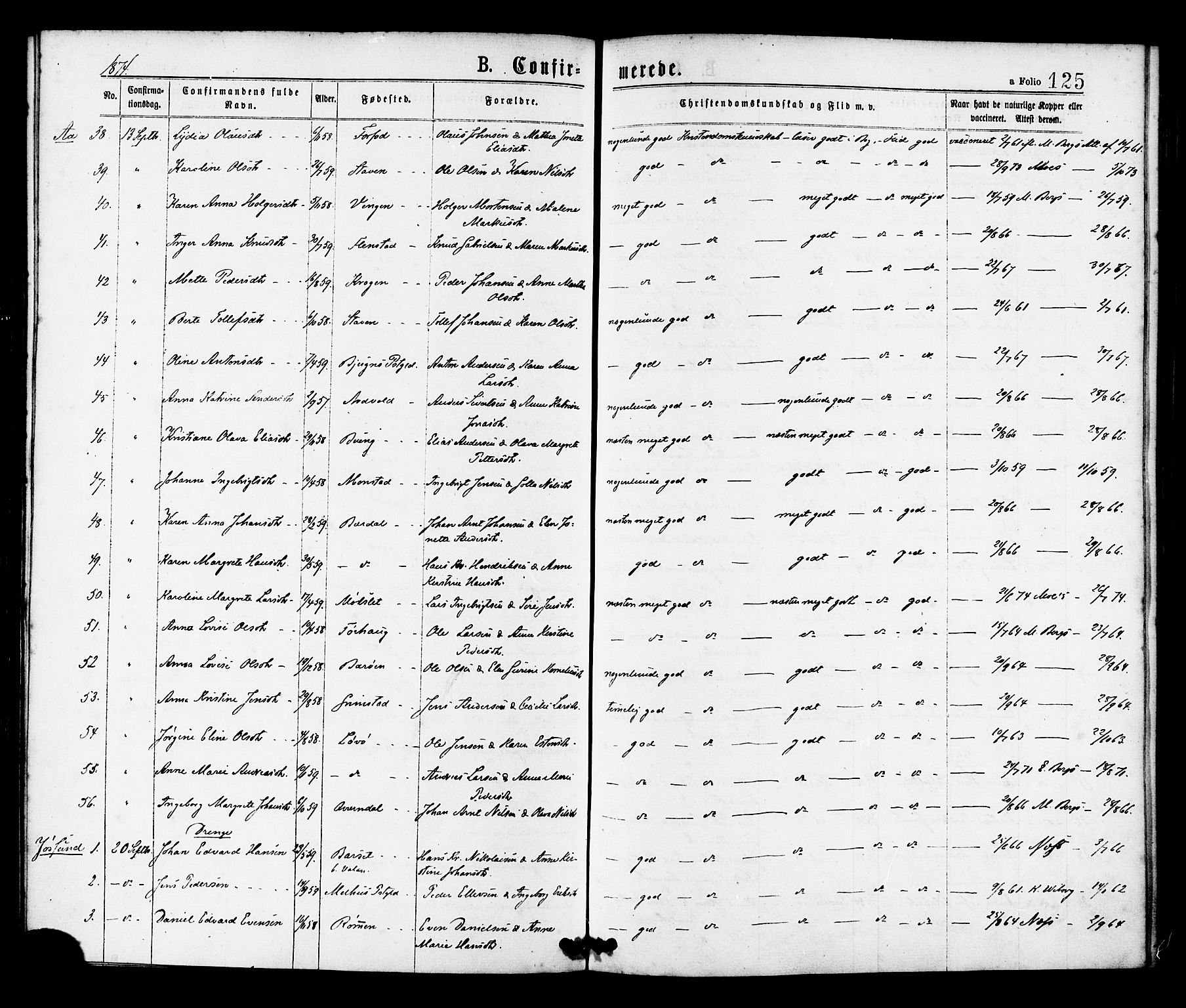 Ministerialprotokoller, klokkerbøker og fødselsregistre - Sør-Trøndelag, SAT/A-1456/655/L0679: Ministerialbok nr. 655A08, 1873-1879, s. 125