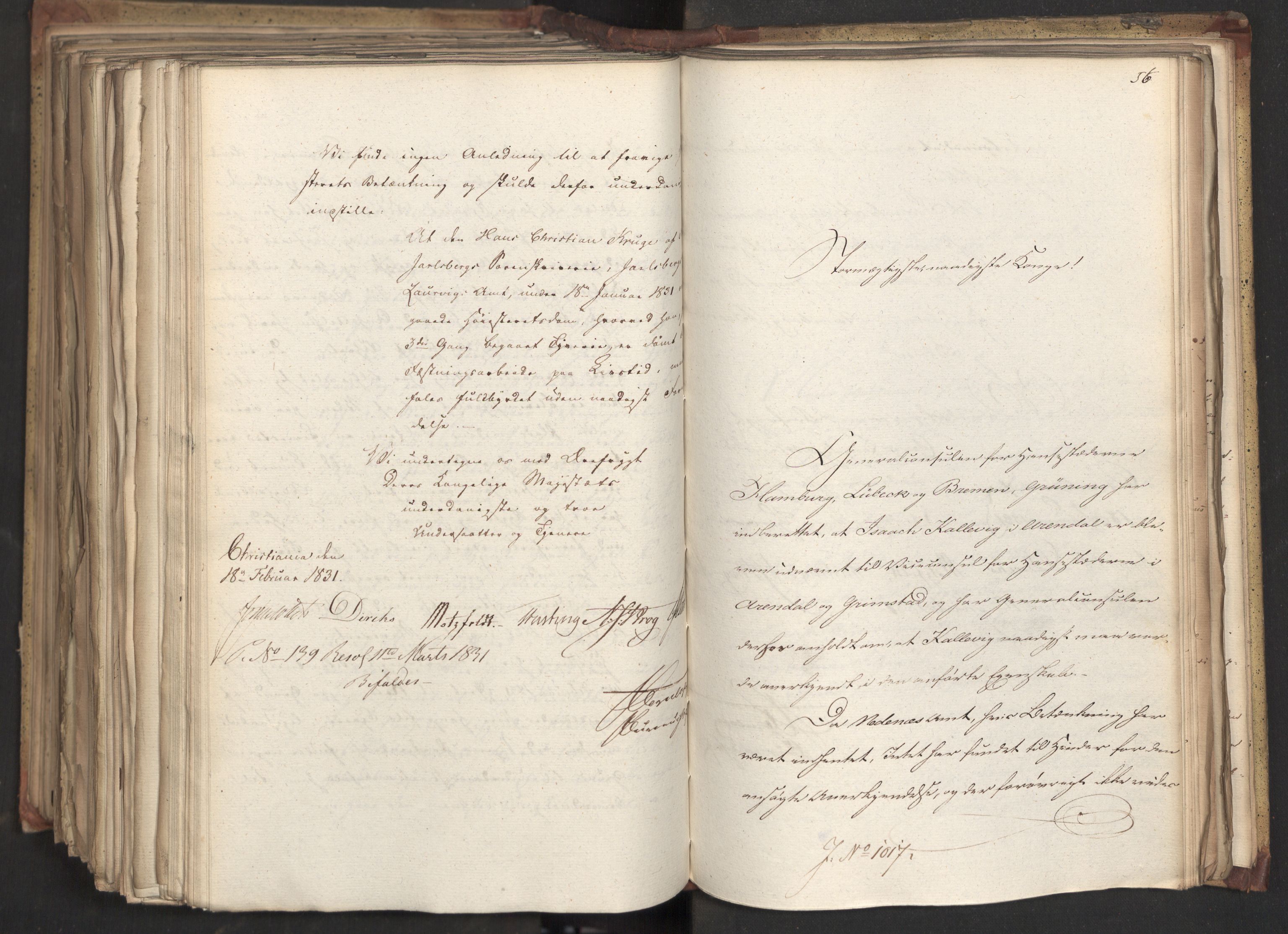 Statsrådsavdelingen i Stockholm, AV/RA-S-1003/D/Da/L0069: Regjeringsinnstillinger nr. 877-1046, 1831, s. 492