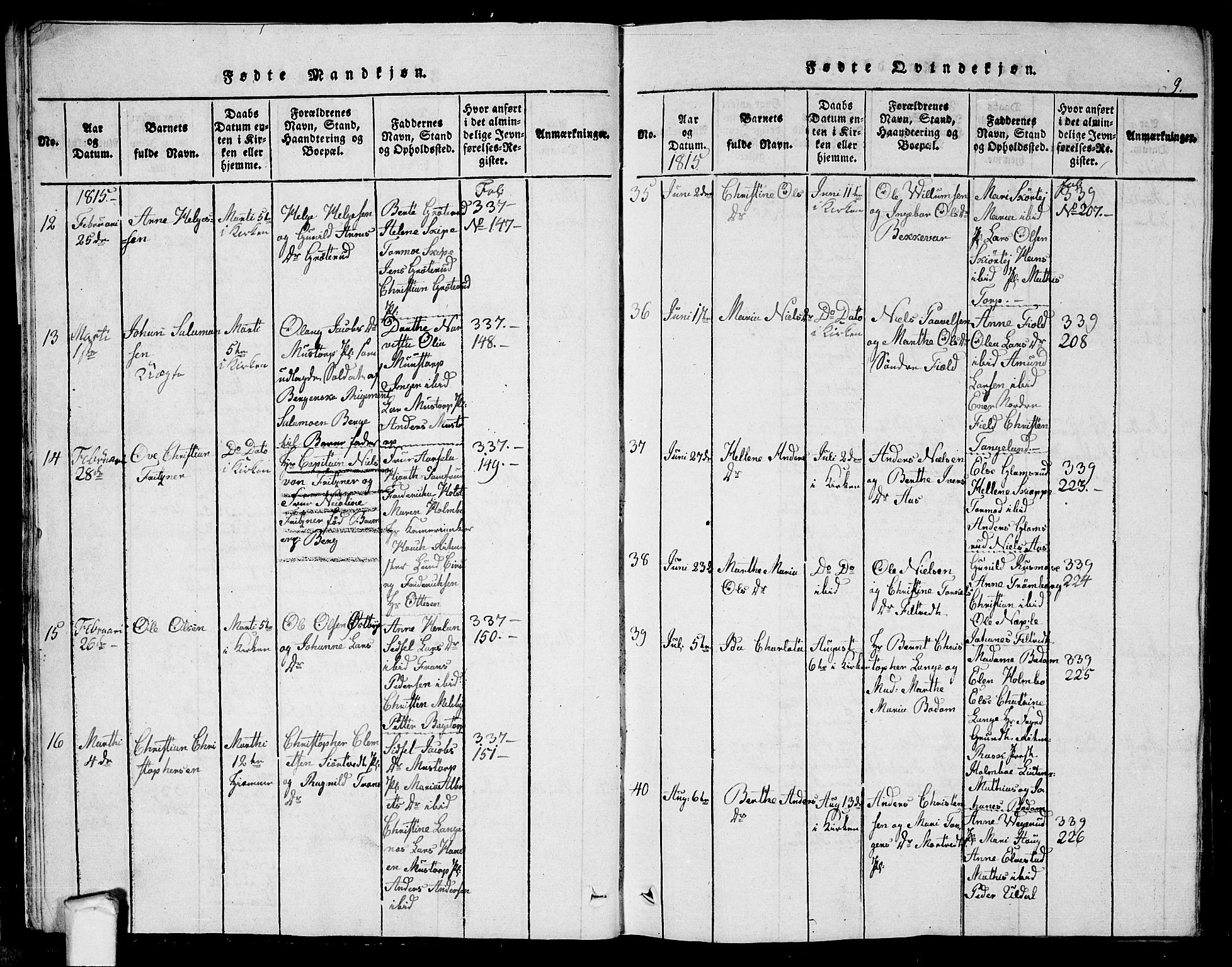Eidsberg prestekontor Kirkebøker, AV/SAO-A-10905/G/Ga/L0001: Klokkerbok nr. I 1, 1814-1831, s. 9