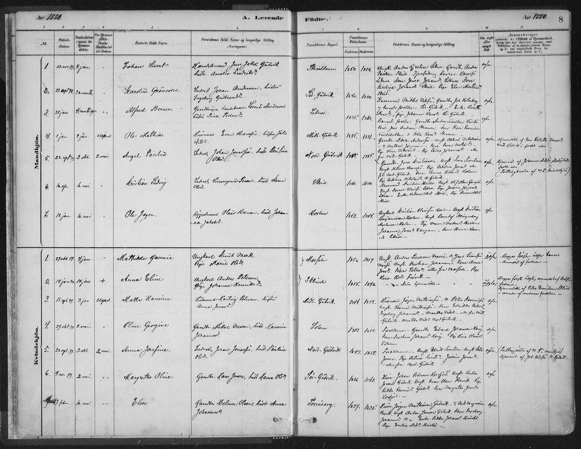 Ministerialprotokoller, klokkerbøker og fødselsregistre - Nord-Trøndelag, SAT/A-1458/788/L0697: Ministerialbok nr. 788A04, 1878-1902, s. 8