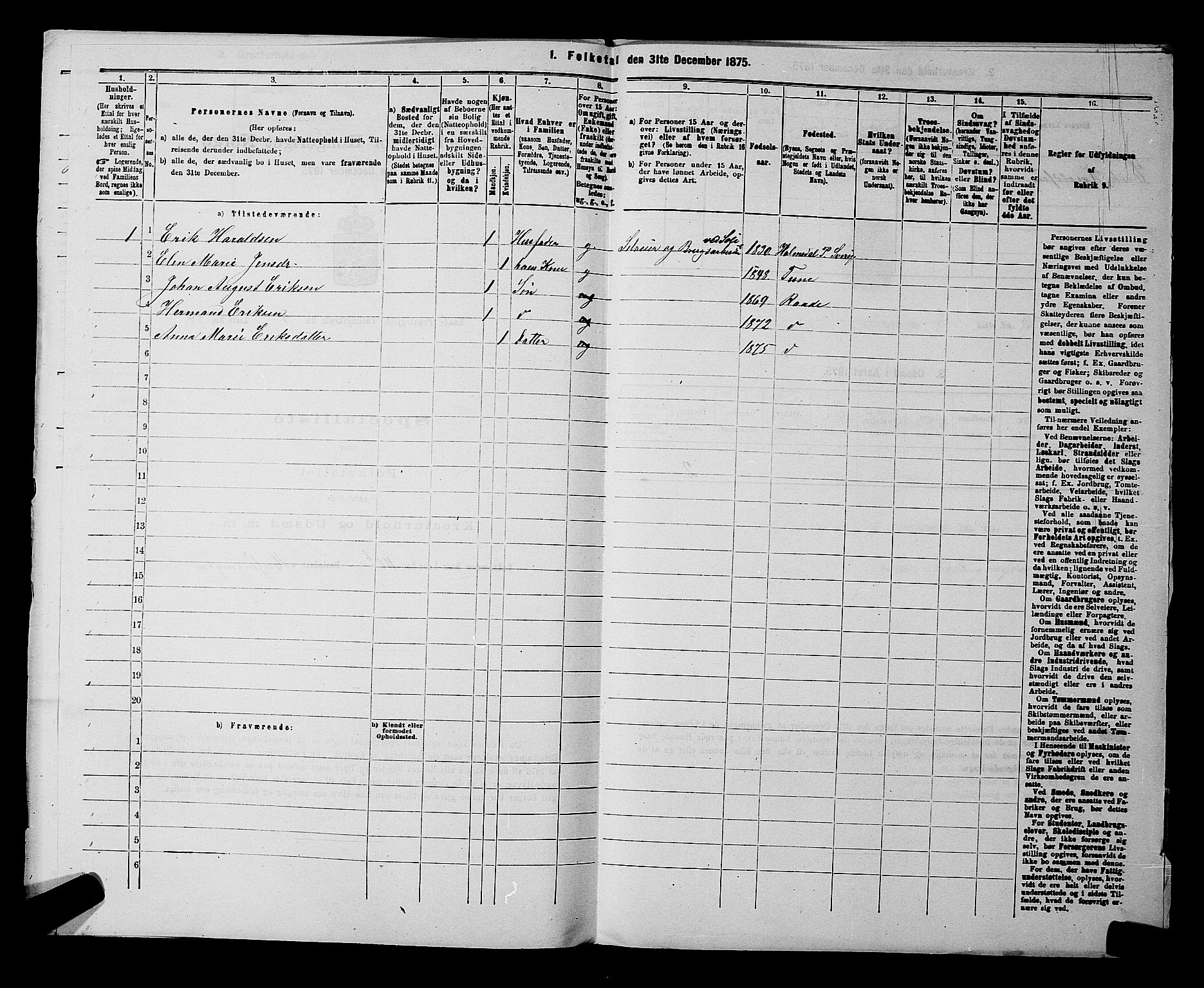 RA, Folketelling 1875 for 0135P Råde prestegjeld, 1875, s. 974