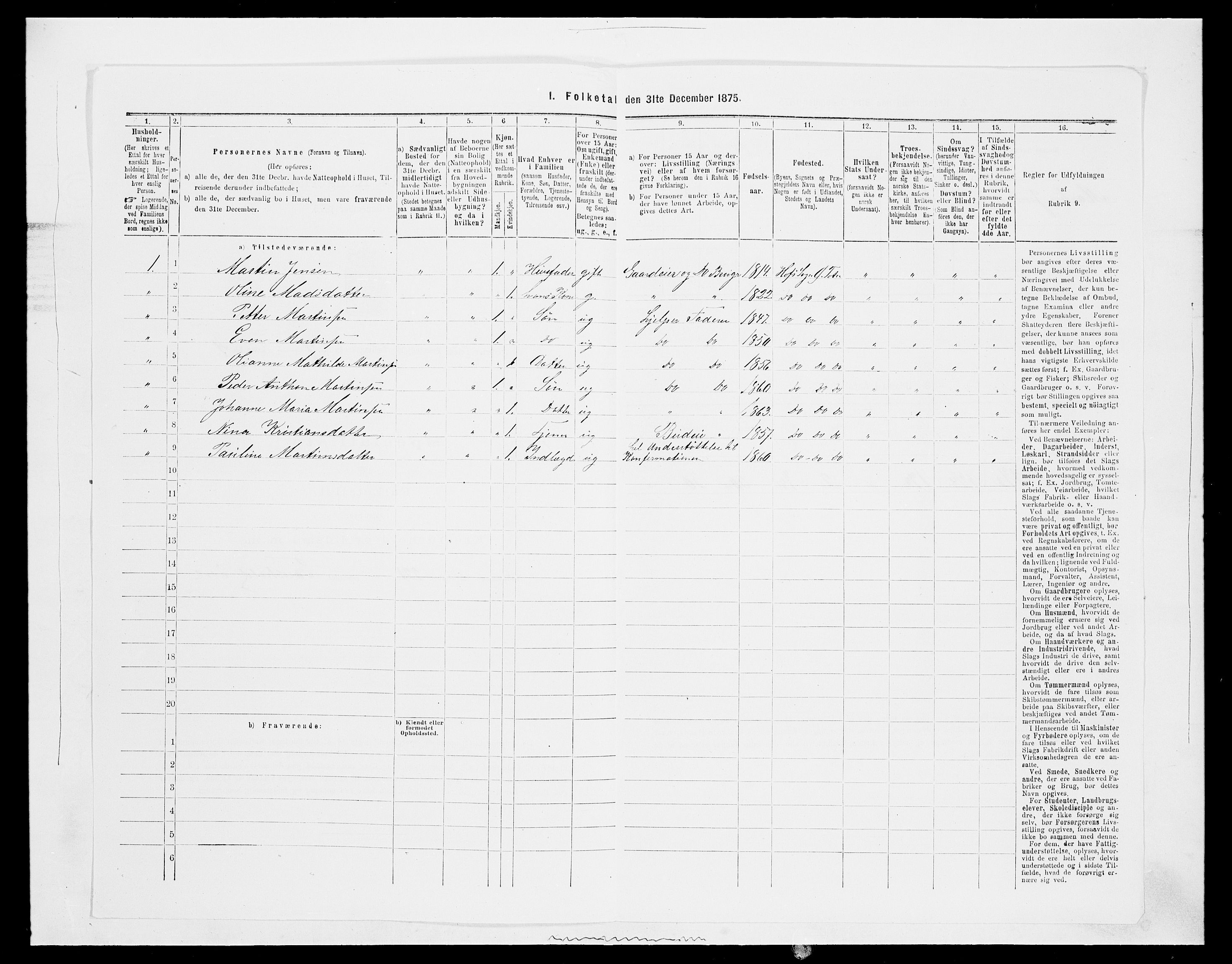 SAH, Folketelling 1875 for 0528P Østre Toten prestegjeld, 1875, s. 1302