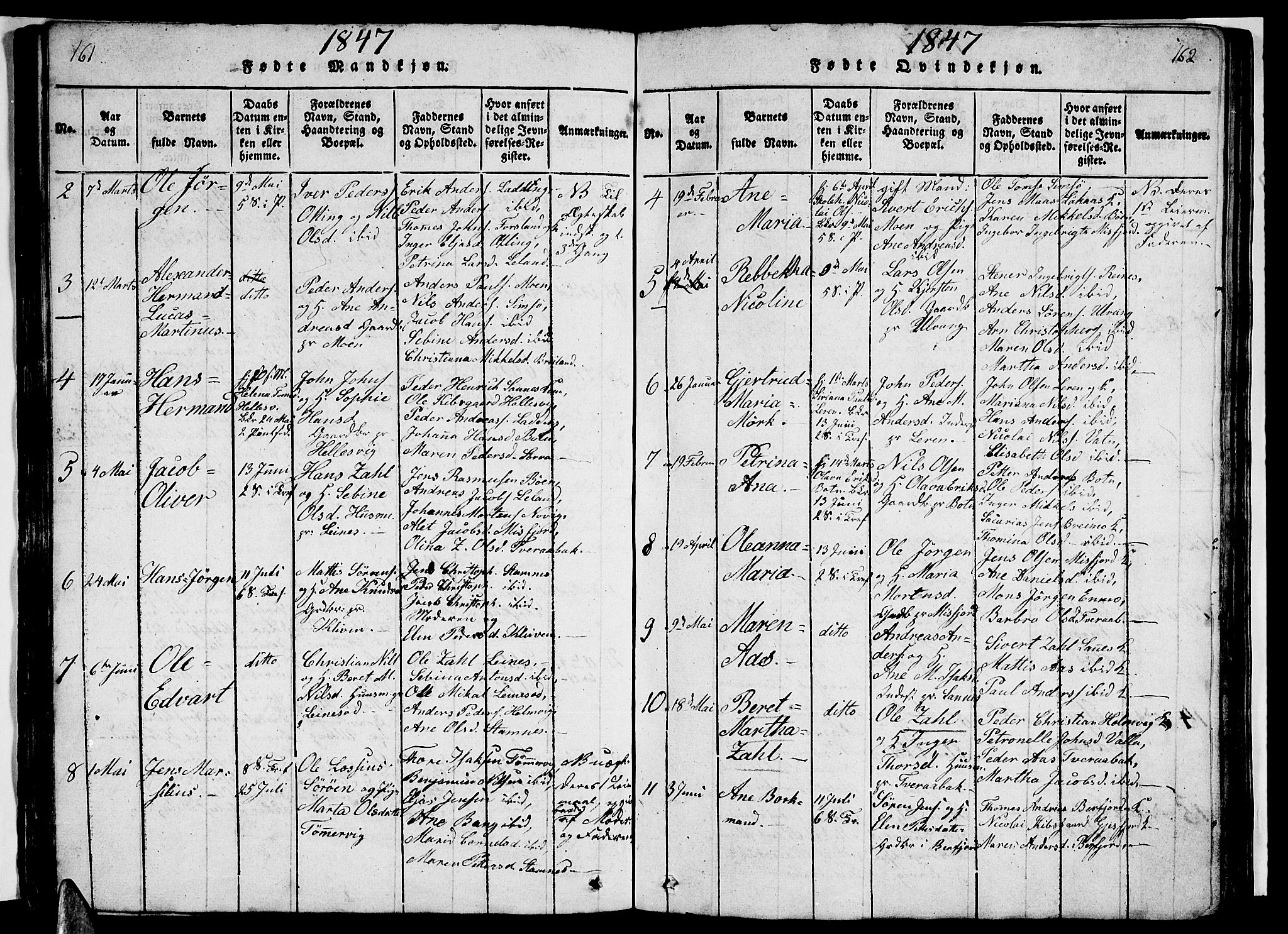 Ministerialprotokoller, klokkerbøker og fødselsregistre - Nordland, AV/SAT-A-1459/831/L0474: Klokkerbok nr. 831C01, 1820-1850, s. 161-162