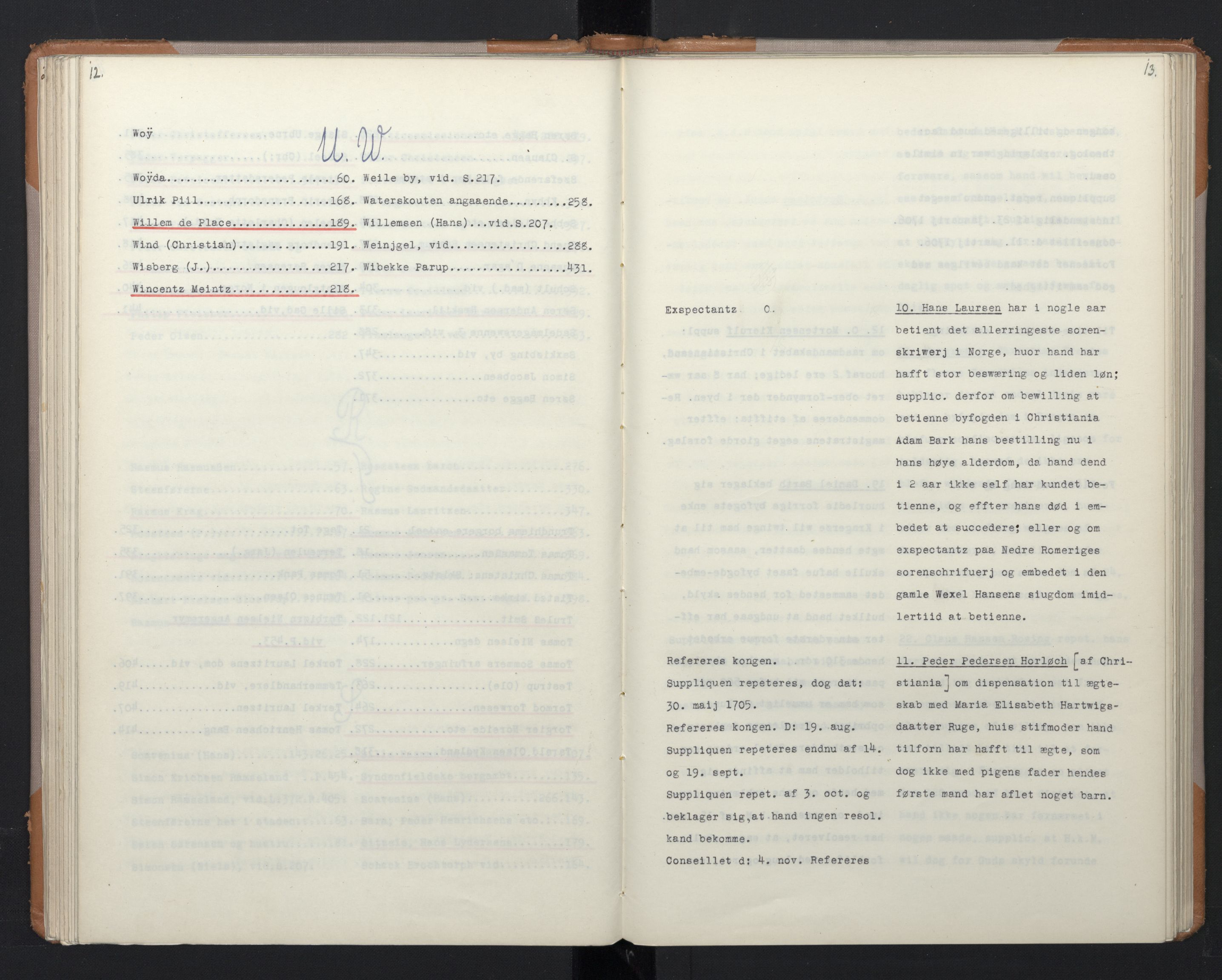 Avskriftsamlingen, RA/EA-4022/F/Fa/L0073: Supplikker, 1705, s. 95