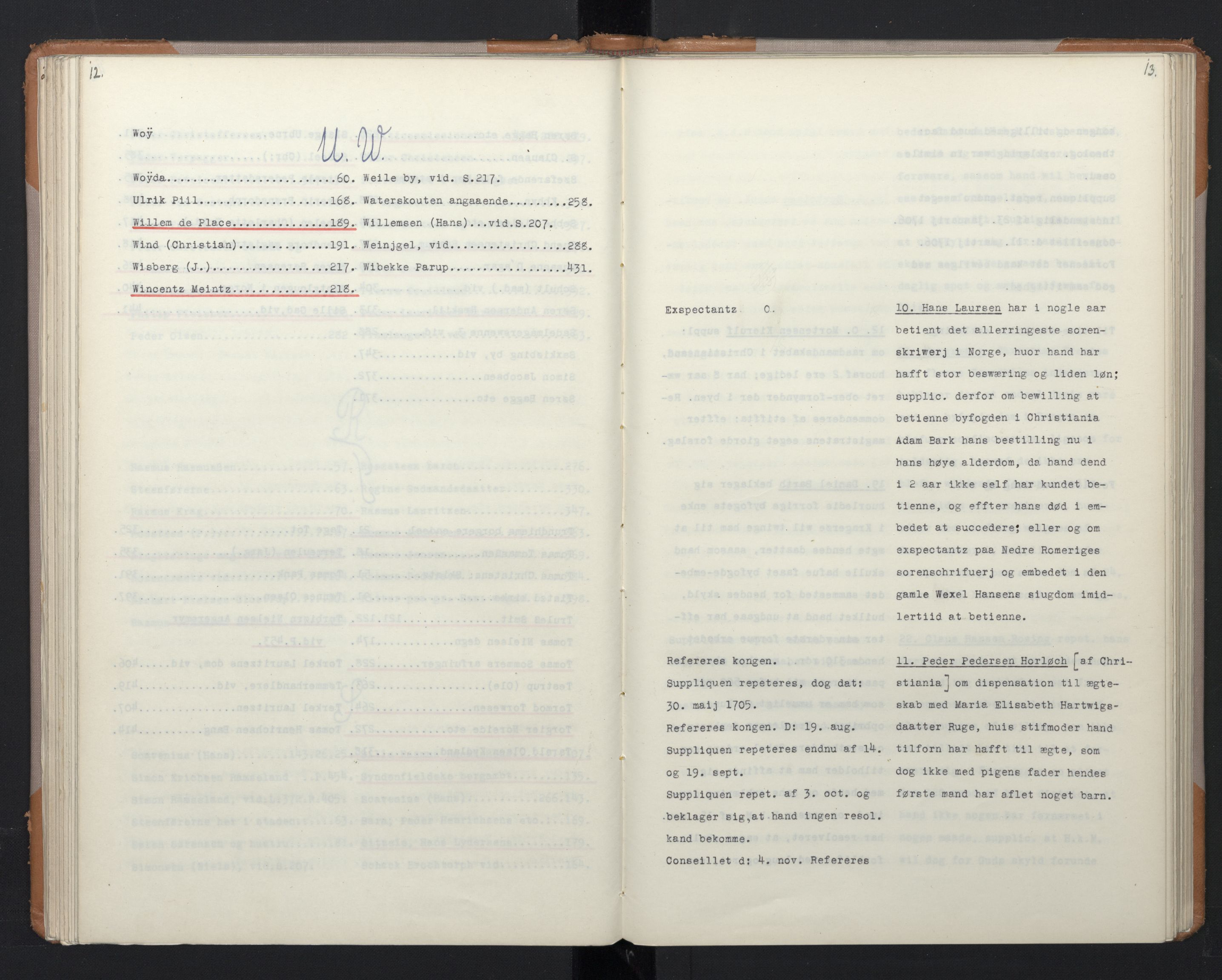 Avskriftsamlingen, AV/RA-EA-4022/F/Fa/L0073: Supplikker, 1705, s. 95