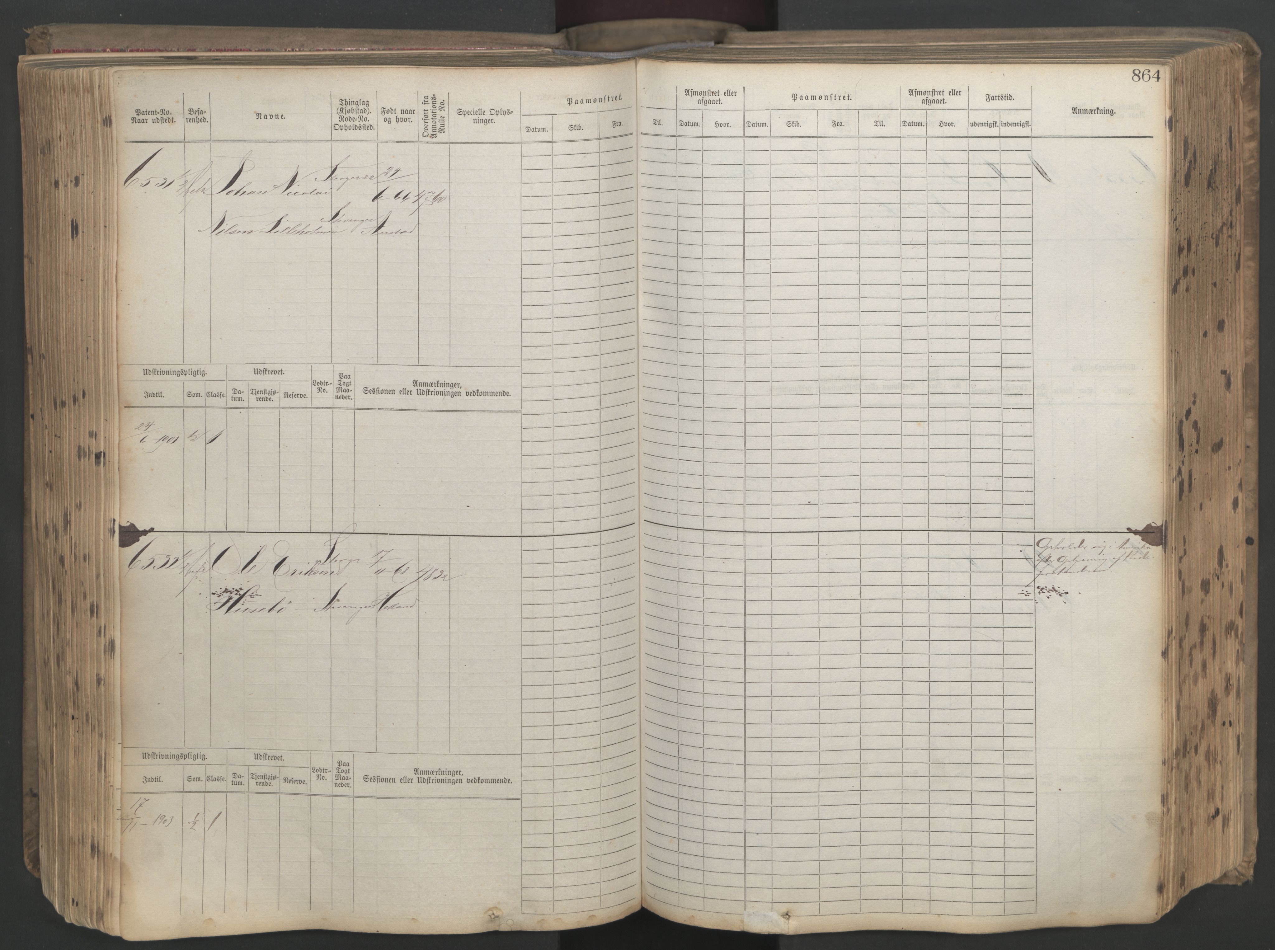 Stavanger sjømannskontor, AV/SAST-A-102006/F/Fb/Fbb/L0021: Sjøfartshovedrulle patnentnr. 6005-7204 (dublett), 1887, s. 268