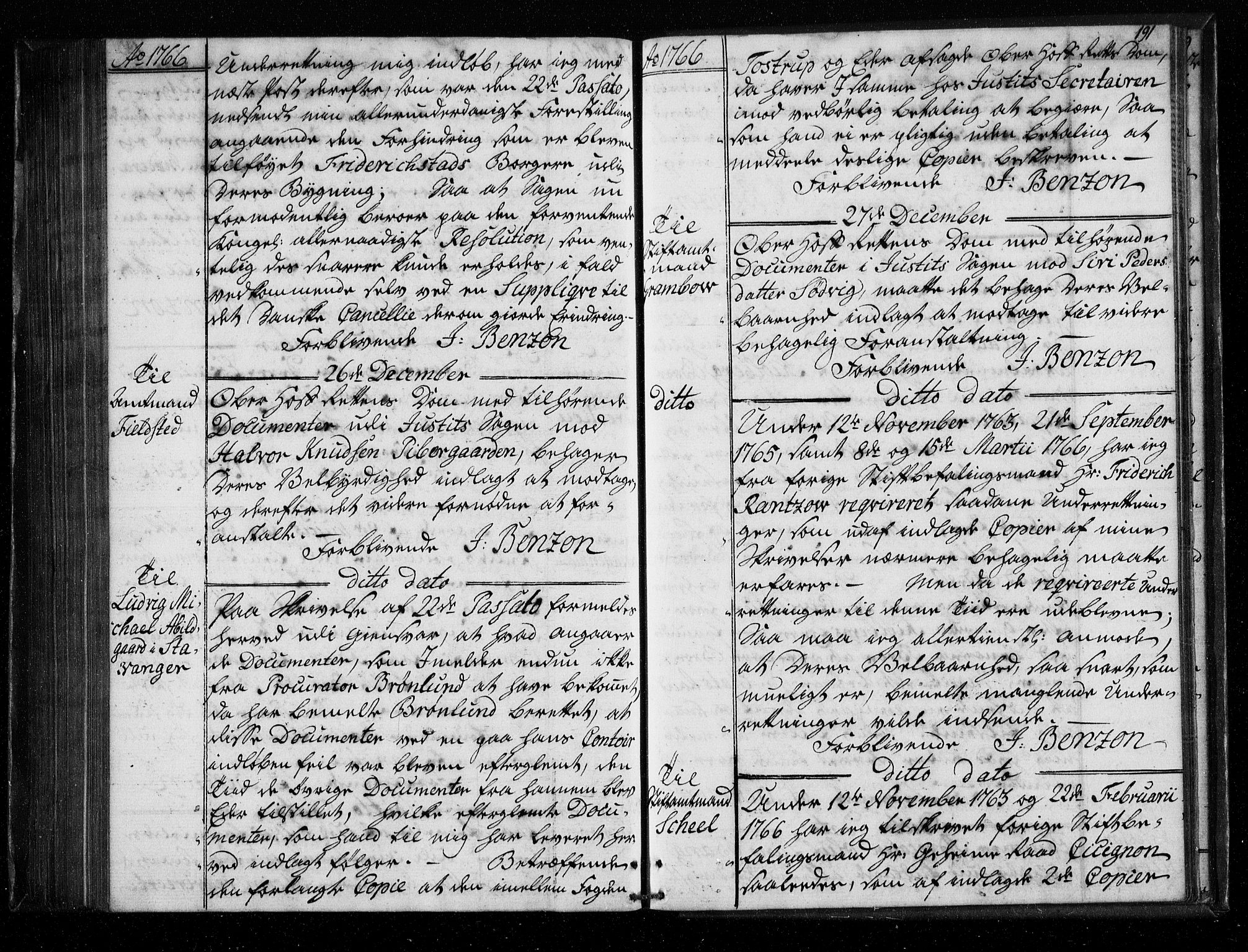 Stattholderembetet 1572-1771, AV/RA-EA-2870/Bf/L0005: Stattholderprotokoll (allmenn kopibok), 1765-1767, s. 190b-191a