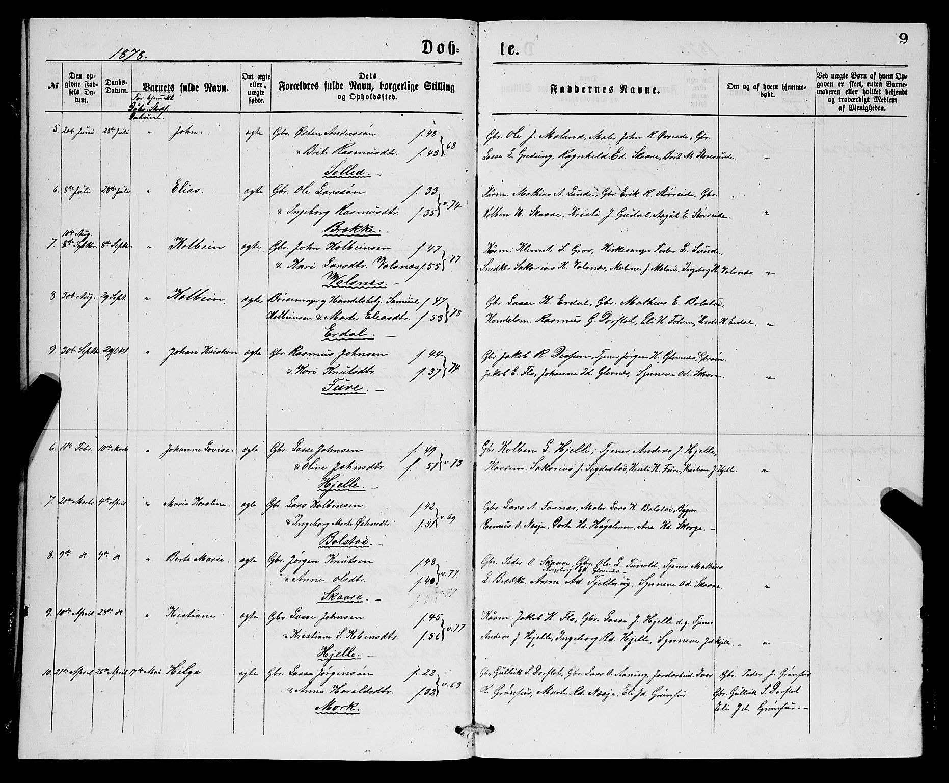 Stryn Sokneprestembete, AV/SAB-A-82501: Klokkerbok nr. C 2, 1877-1881, s. 9