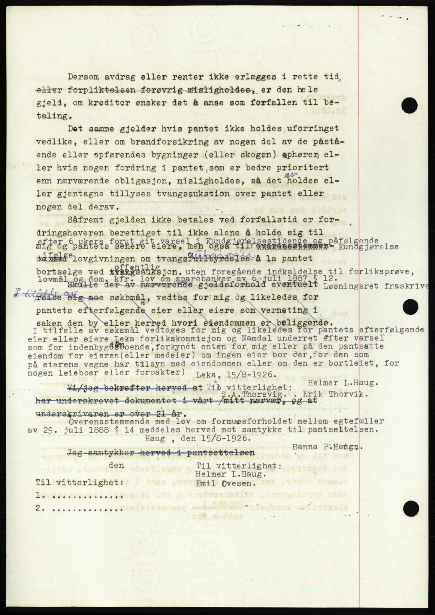 Namdal sorenskriveri, SAT/A-4133/1/2/2C: Pantebok nr. -, 1926-1930, Tingl.dato: 11.09.1926