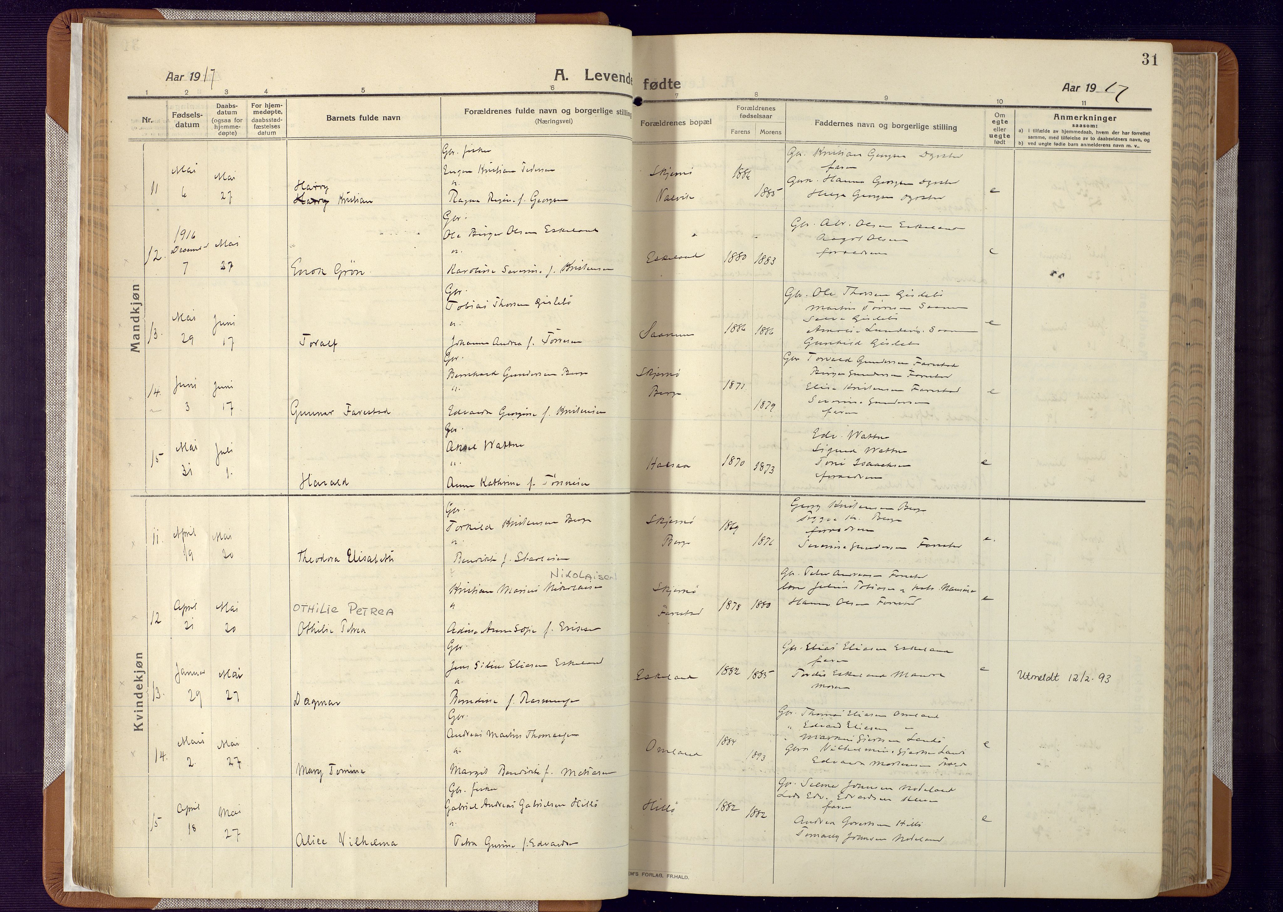 Mandal sokneprestkontor, AV/SAK-1111-0030/F/Fa/Faa/L0022: Ministerialbok nr. A 22, 1913-1925, s. 31