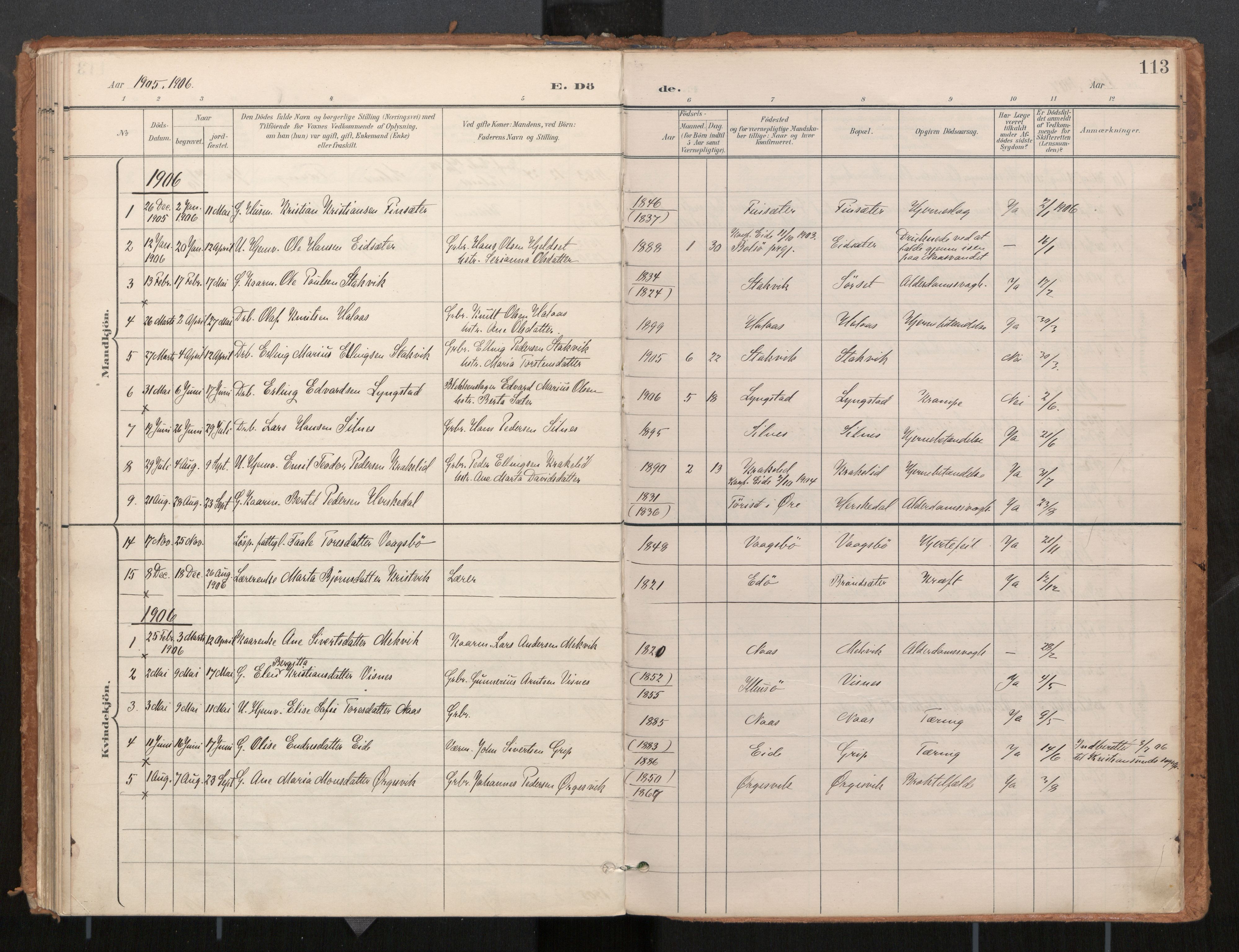 Ministerialprotokoller, klokkerbøker og fødselsregistre - Møre og Romsdal, SAT/A-1454/571/L0836a: Ministerialbok nr. 571A02, 1898-1910, s. 113