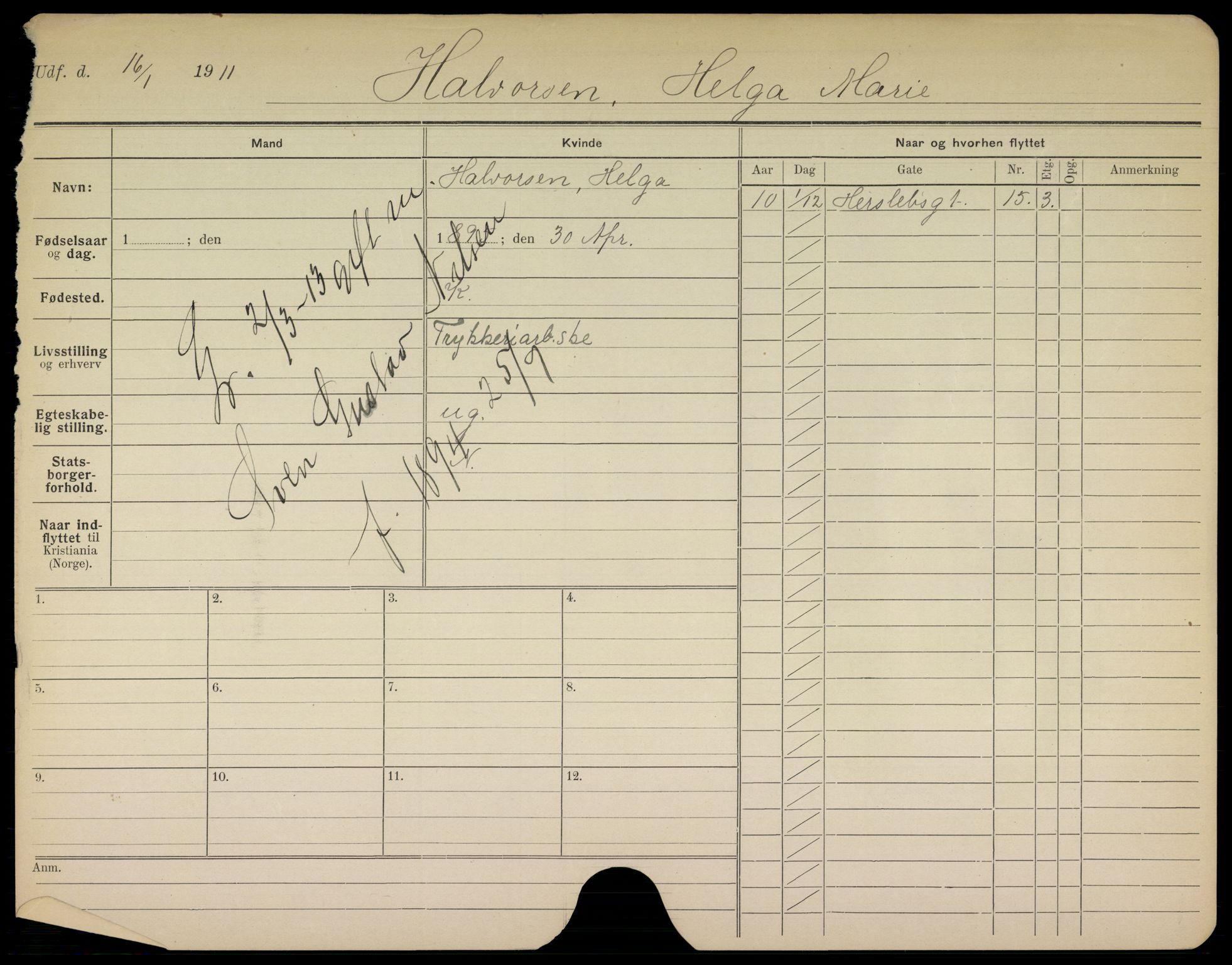 Oslo folkeregister, Registerkort, AV/SAO-A-11715/K/Kb/L0017: H - L, 1913